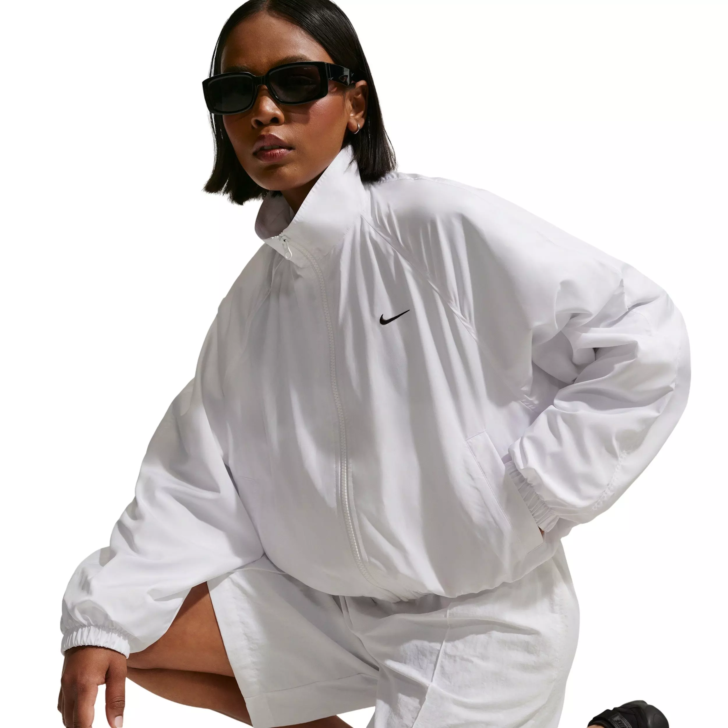 Nike Women's Sportswear Oversized UV Track Jacket - WHITE/BLACK