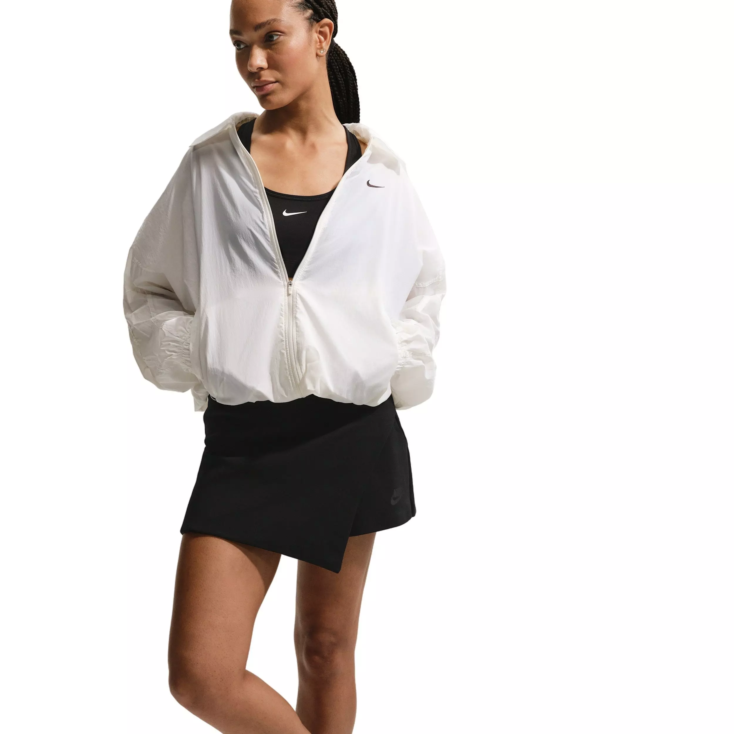 Nike Women's Sportswear Oversized Lightweight UV Jacket - Off-White/Black - OFF-WHITE/BLACK