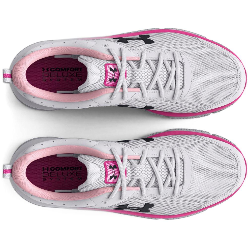 Under Armour Charged Assert 10 "White/Rebel Pink/Black" Women's Running Shoe - WHITE/PINK/BLACK Thumbnail View 3