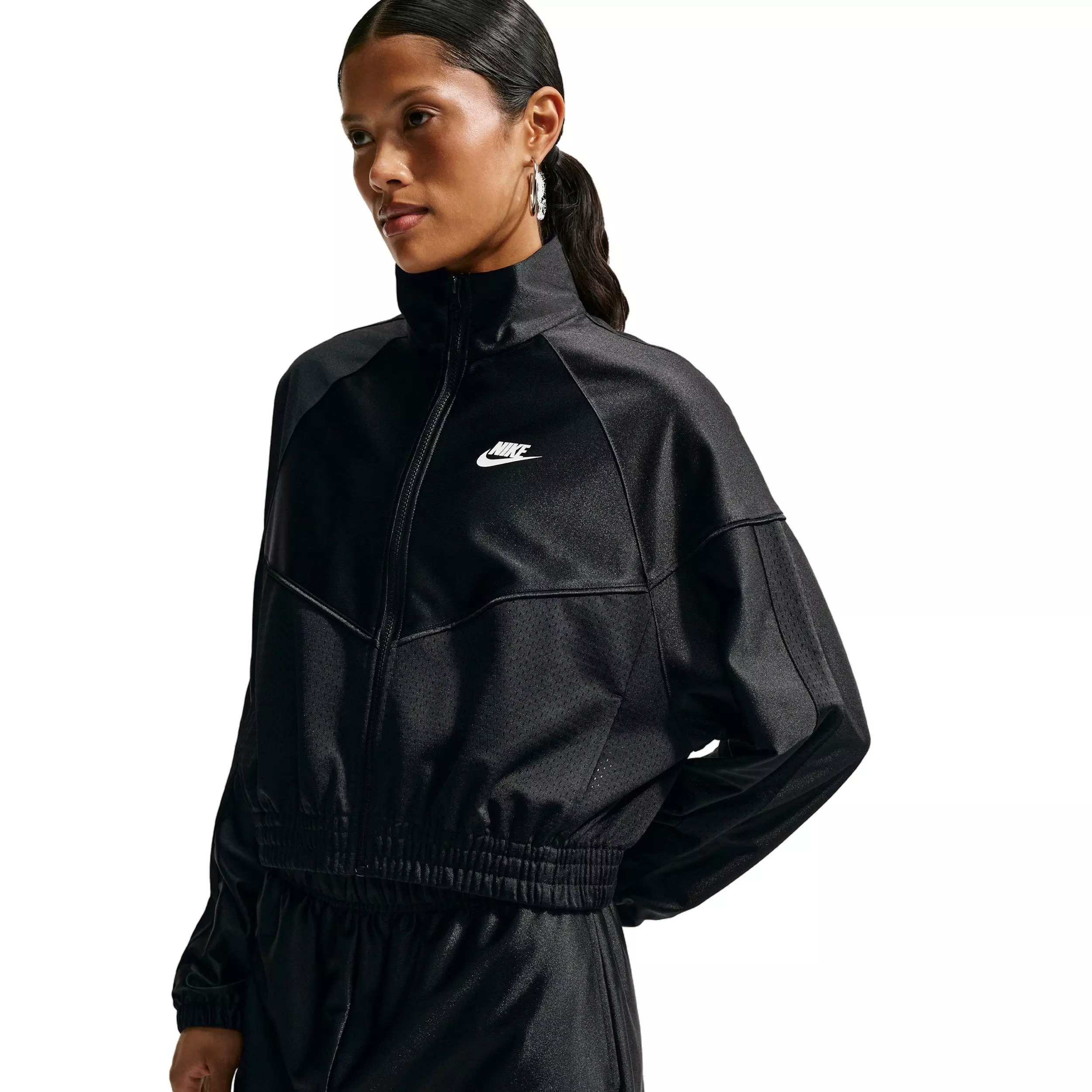 Nike Women's Sportswear Oversized Windrunner Jacket - BLACK/OFF-WHITE