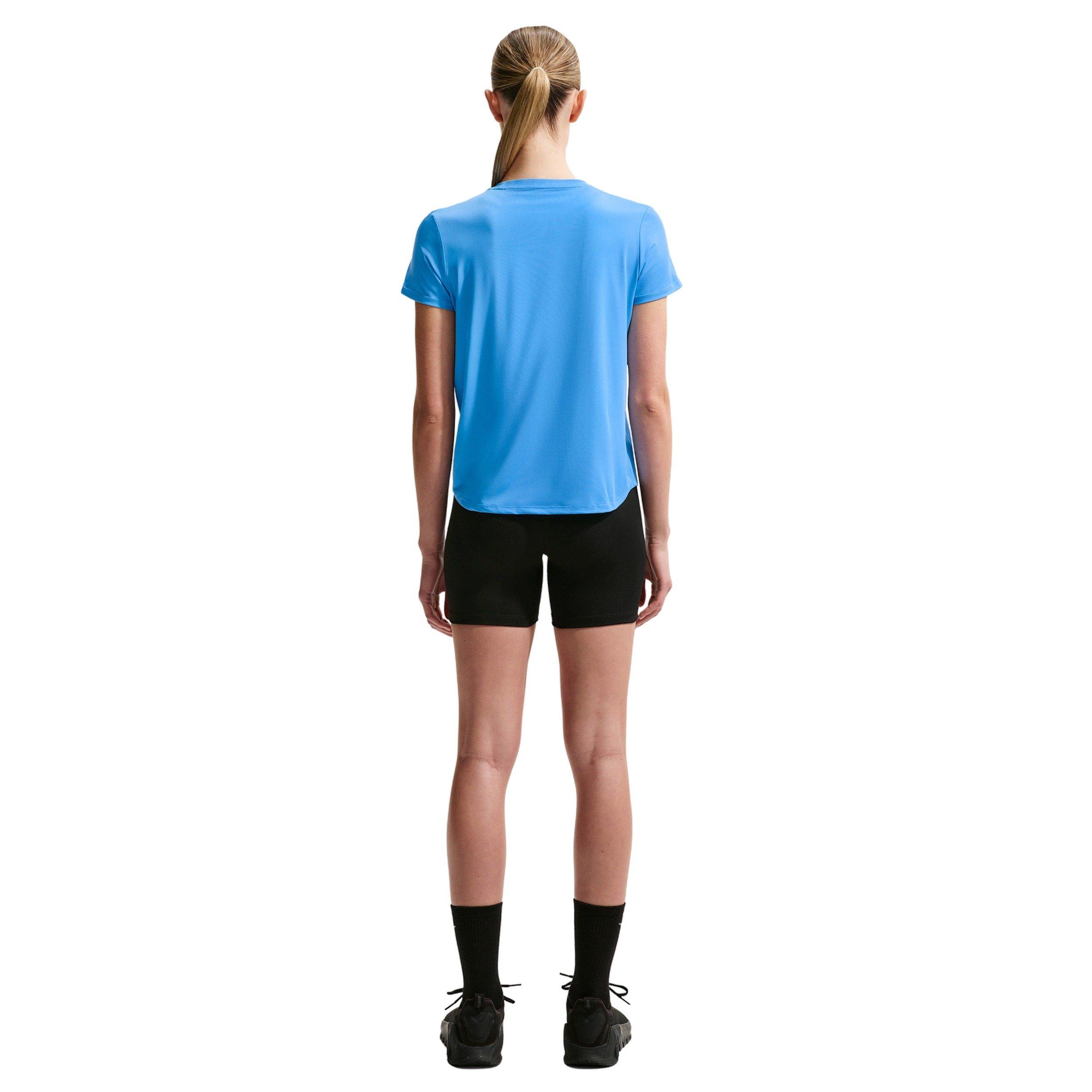 Nike Women's One Classic Dri-FIT Short-Sleeve Top - LT BLUE/WHITE Thumbnail View 5