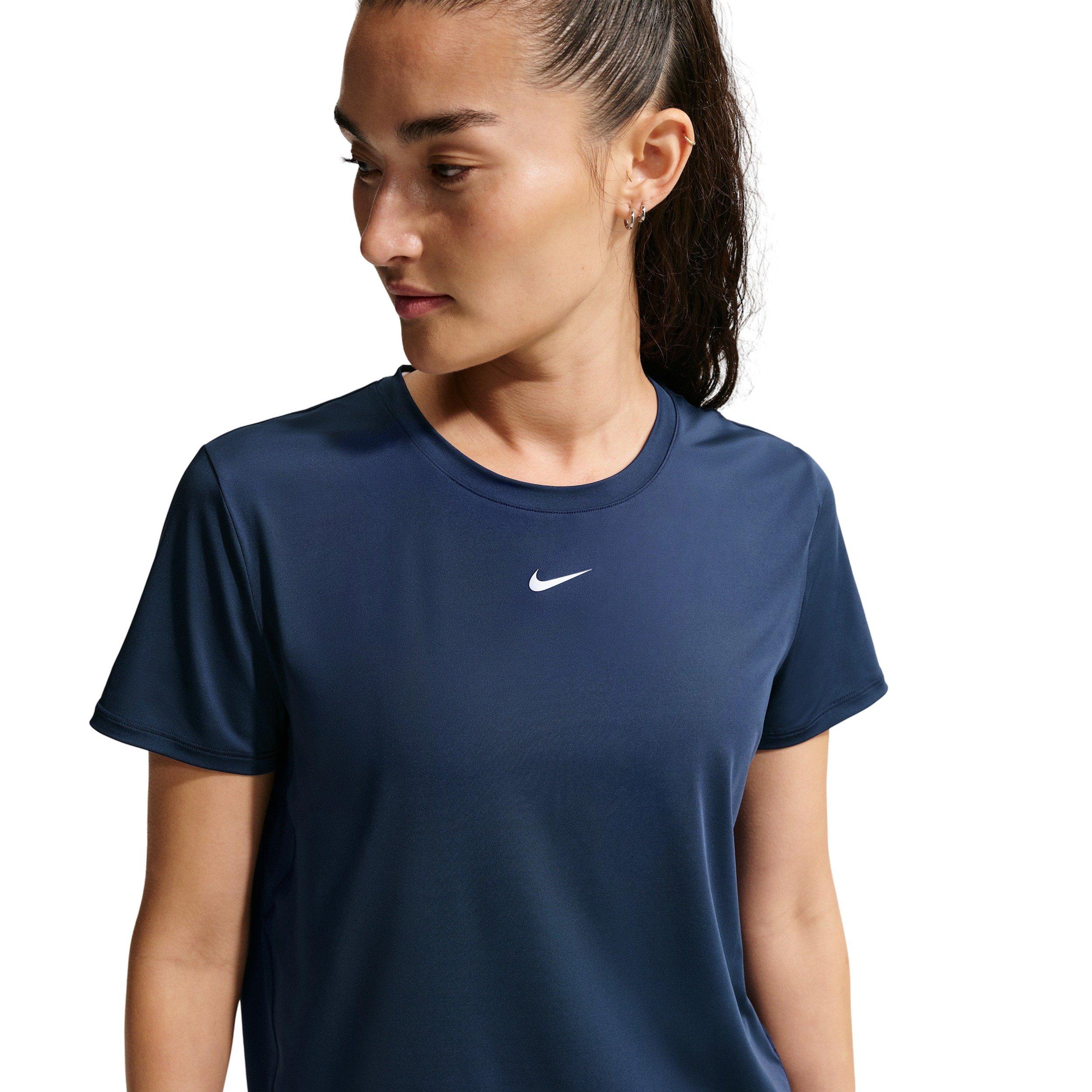 Nike Women's One Classic Dri-FIT Short-Sleeve Top - NAVY/WHITE Thumbnail View 3