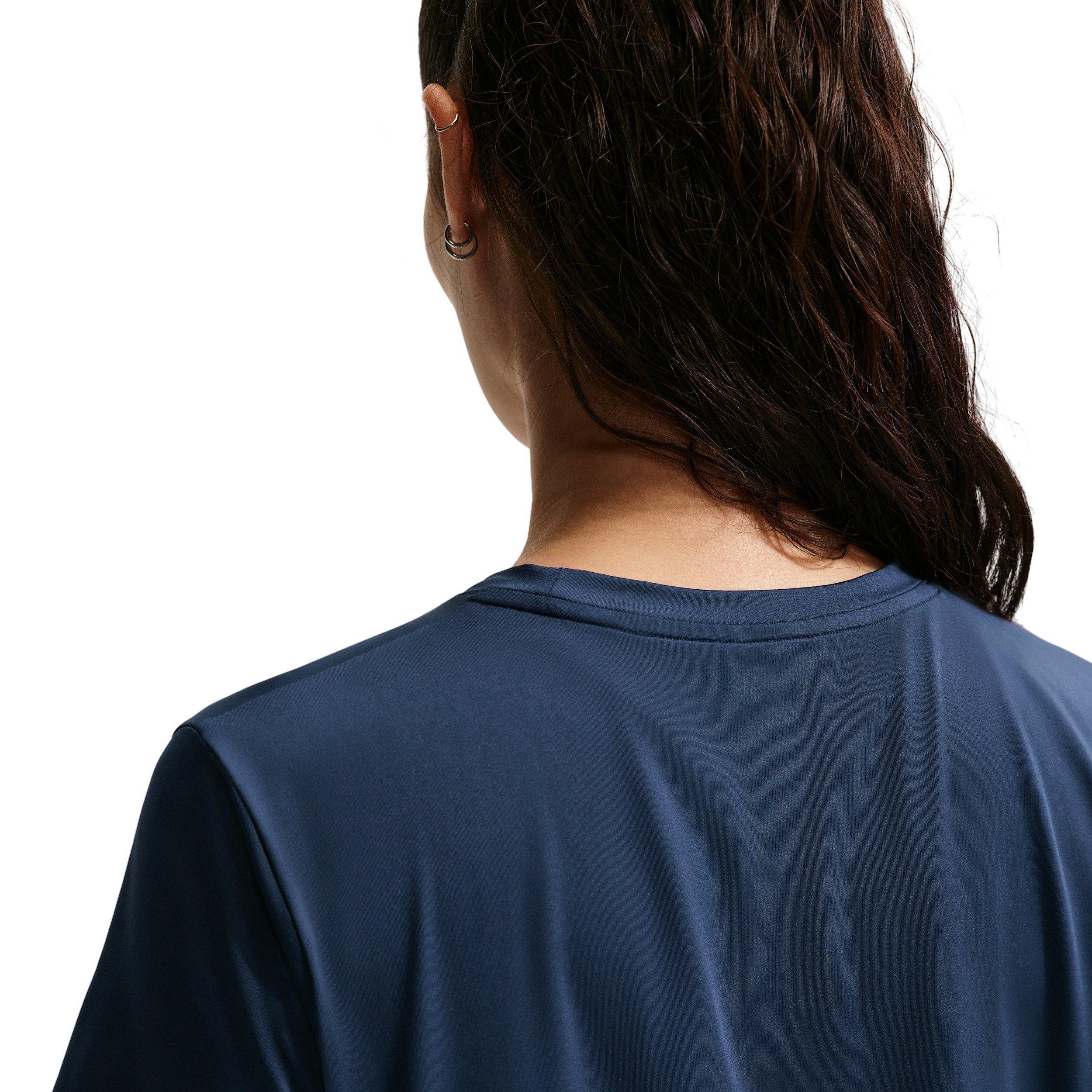 Nike Women's One Classic Dri-FIT Short-Sleeve Top - NAVY/WHITE Thumbnail View 4