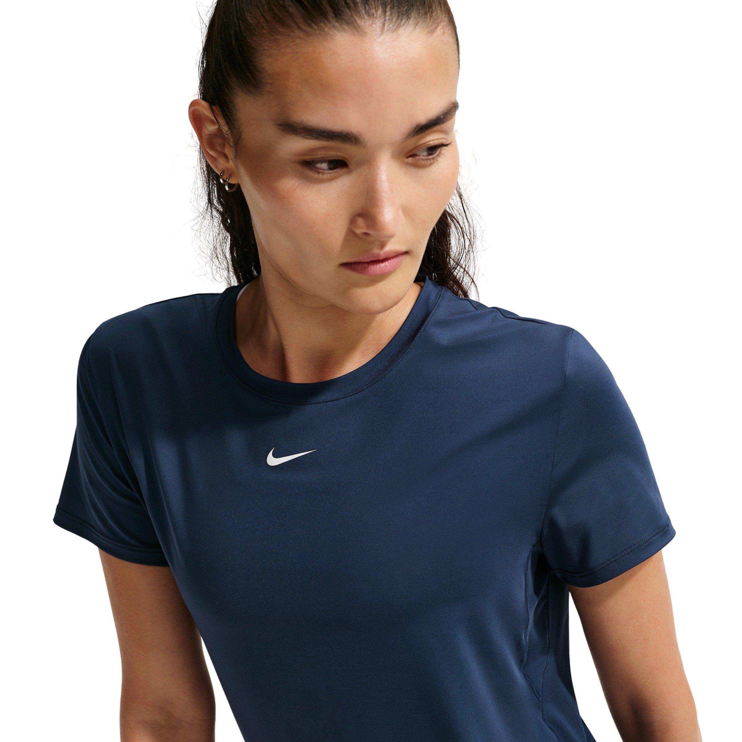 Nike Women's One Classic Dri-FIT Short-Sleeve Top - NAVY/WHITE Thumbnail View 5