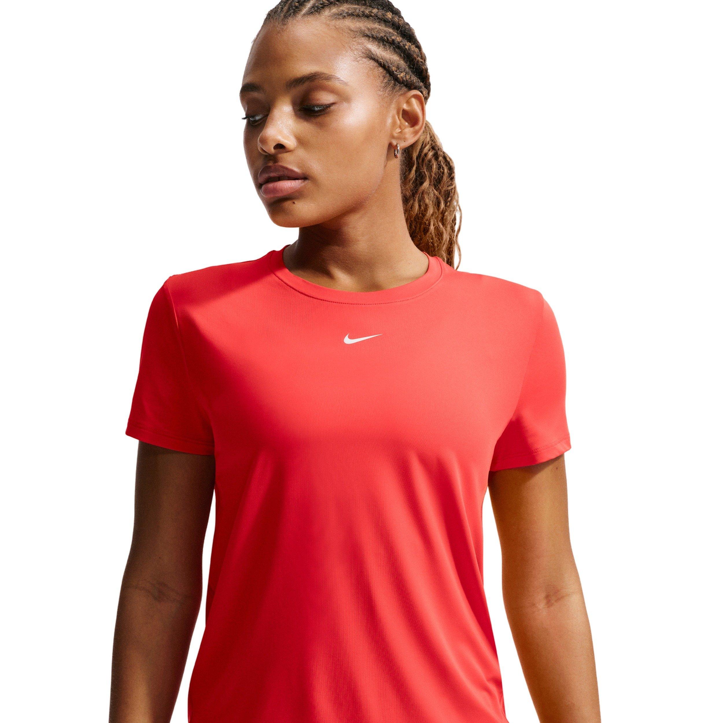 Nike Women's One Classic Dri-FIT Short-Sleeve Top - CRIMSON/WHITE Thumbnail View 3