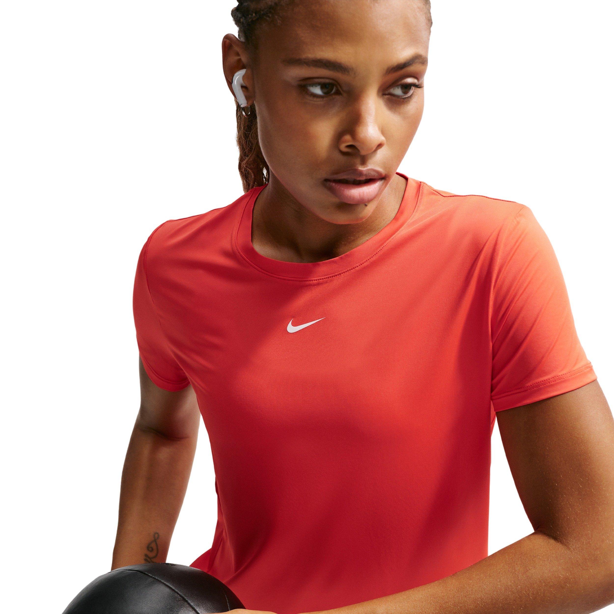 Nike Women's One Classic Dri-FIT Short-Sleeve Top - CRIMSON/WHITE Thumbnail View 5
