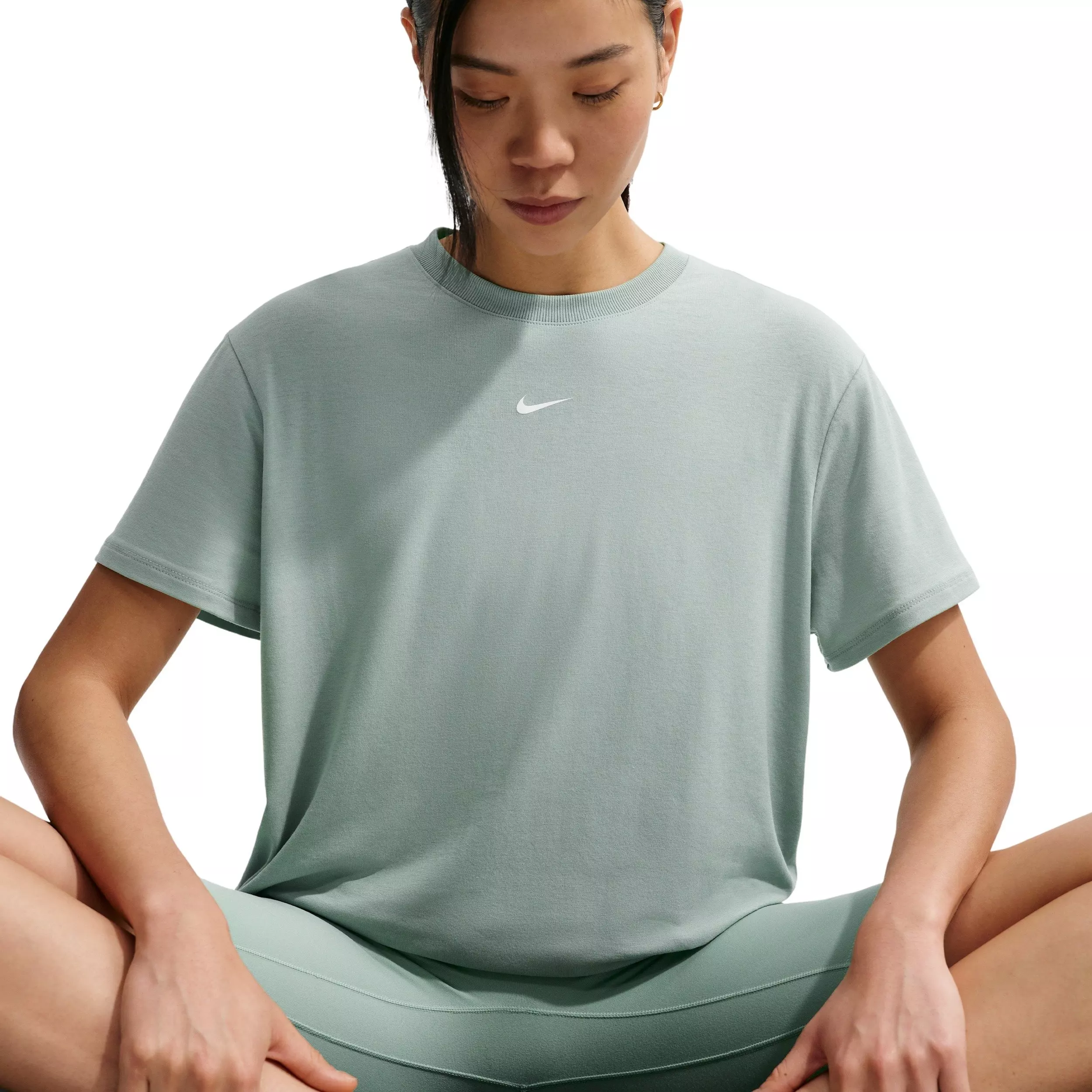 Nike Women's One Relaxed Dri-FIT Short-Sleeve Top - Steam/White - STEAM GREEN/WHITE
