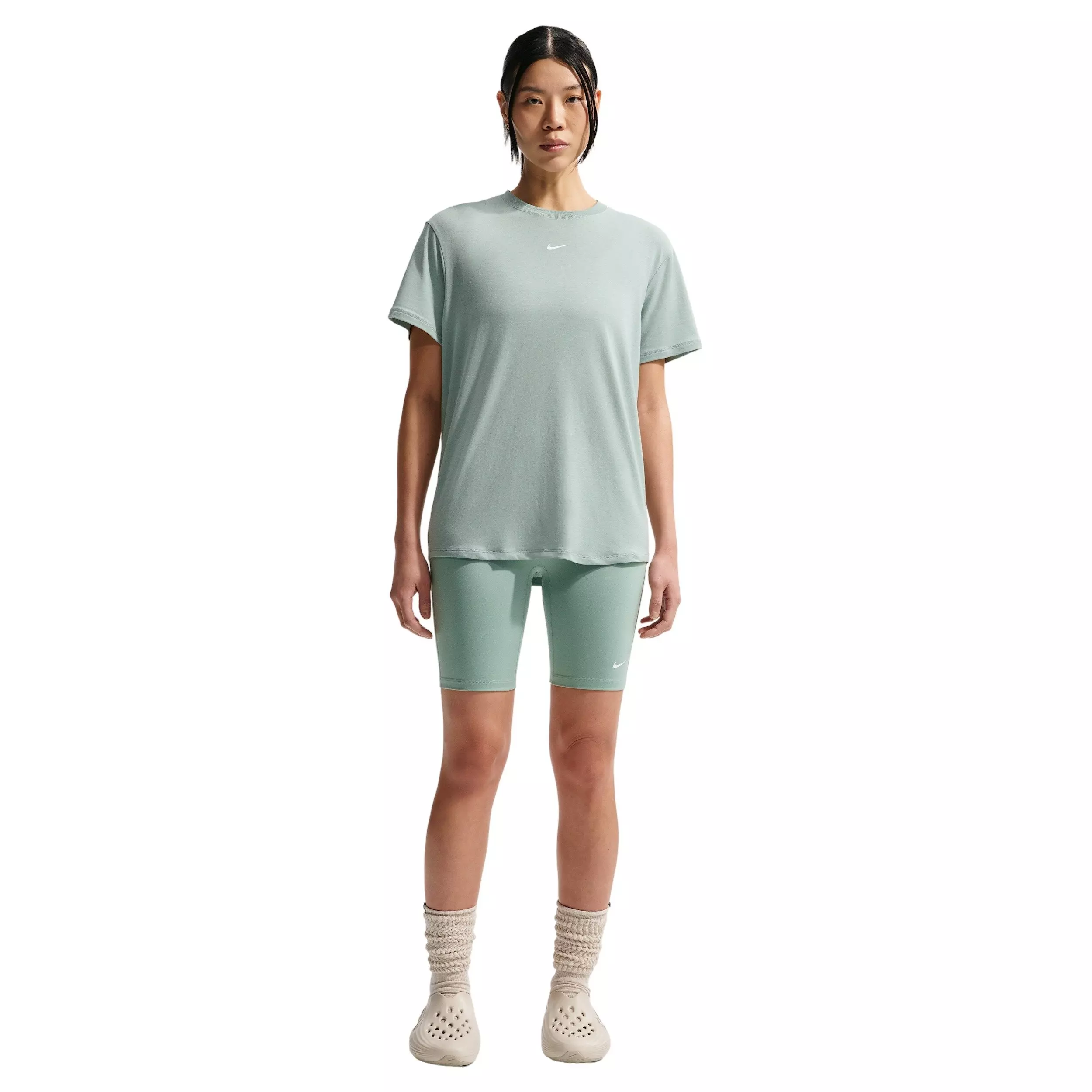 Nike Women's One Relaxed Dri-FIT Short-Sleeve Top - Steam/White - STEAM GREEN/WHITE