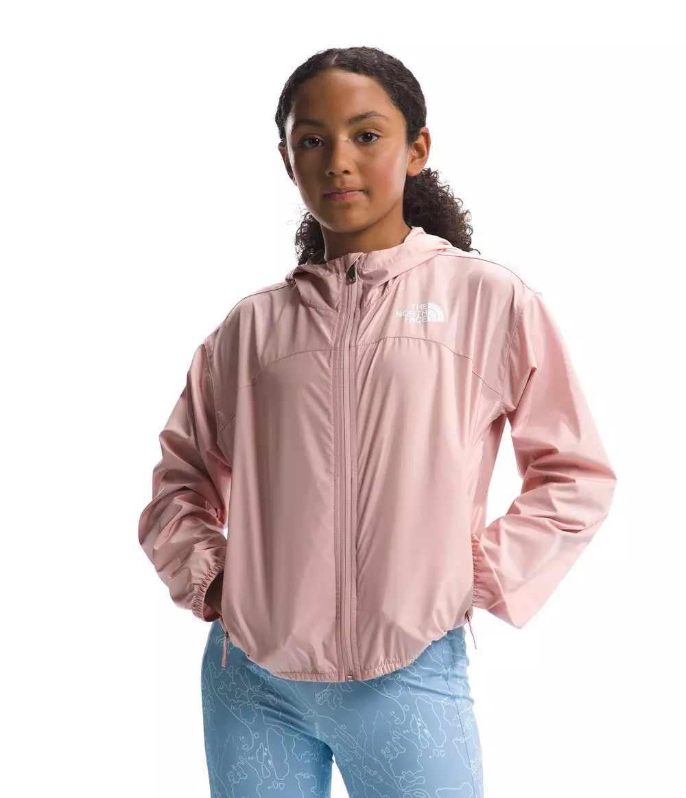 The North Face Girls' Never Stop Hooded WindWall Jacket -Pink - PINK