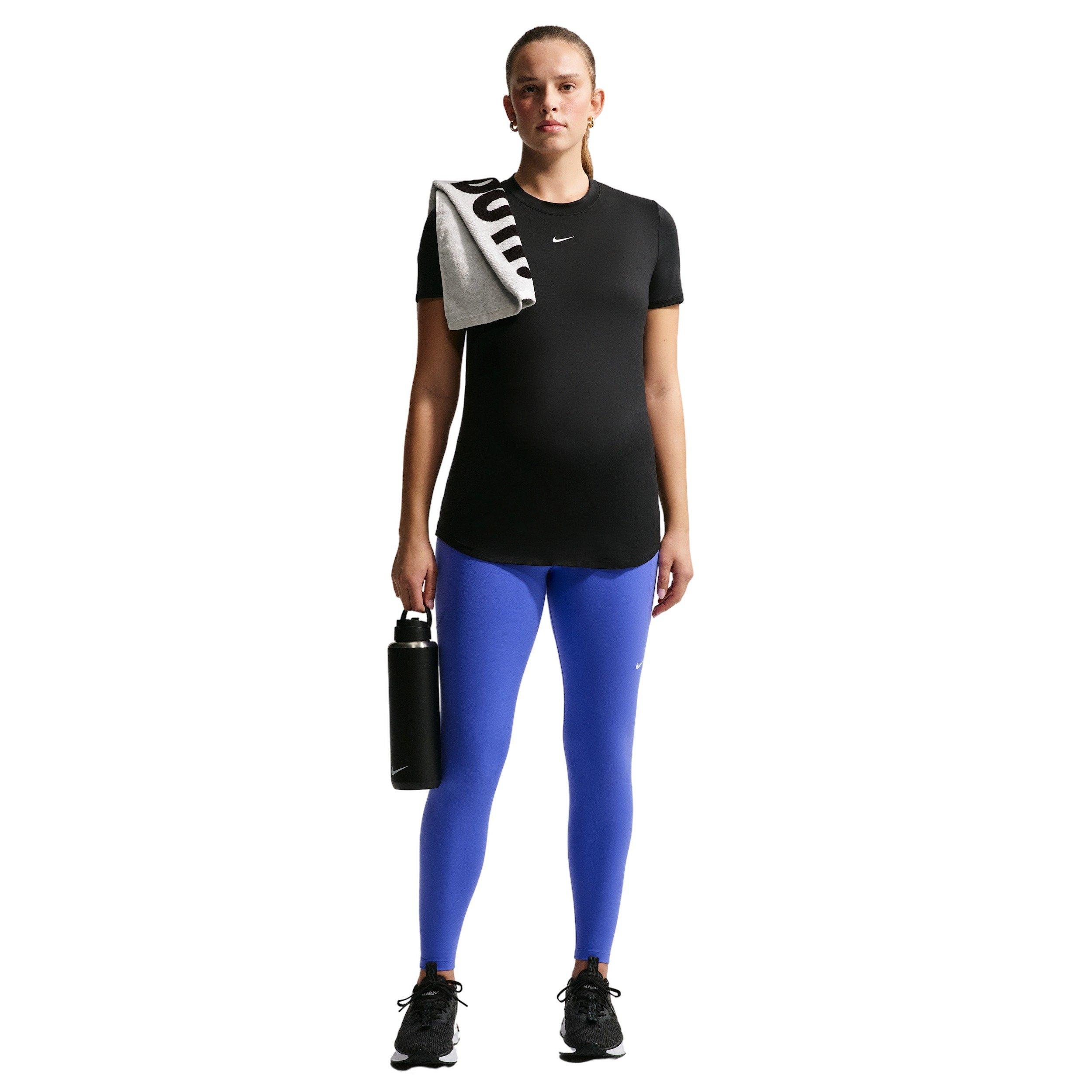 Nike Women's One Dri-FIT Slim-Fit Maternity Short-Sleeve Top - BLACK/WHITE Thumbnail View 4