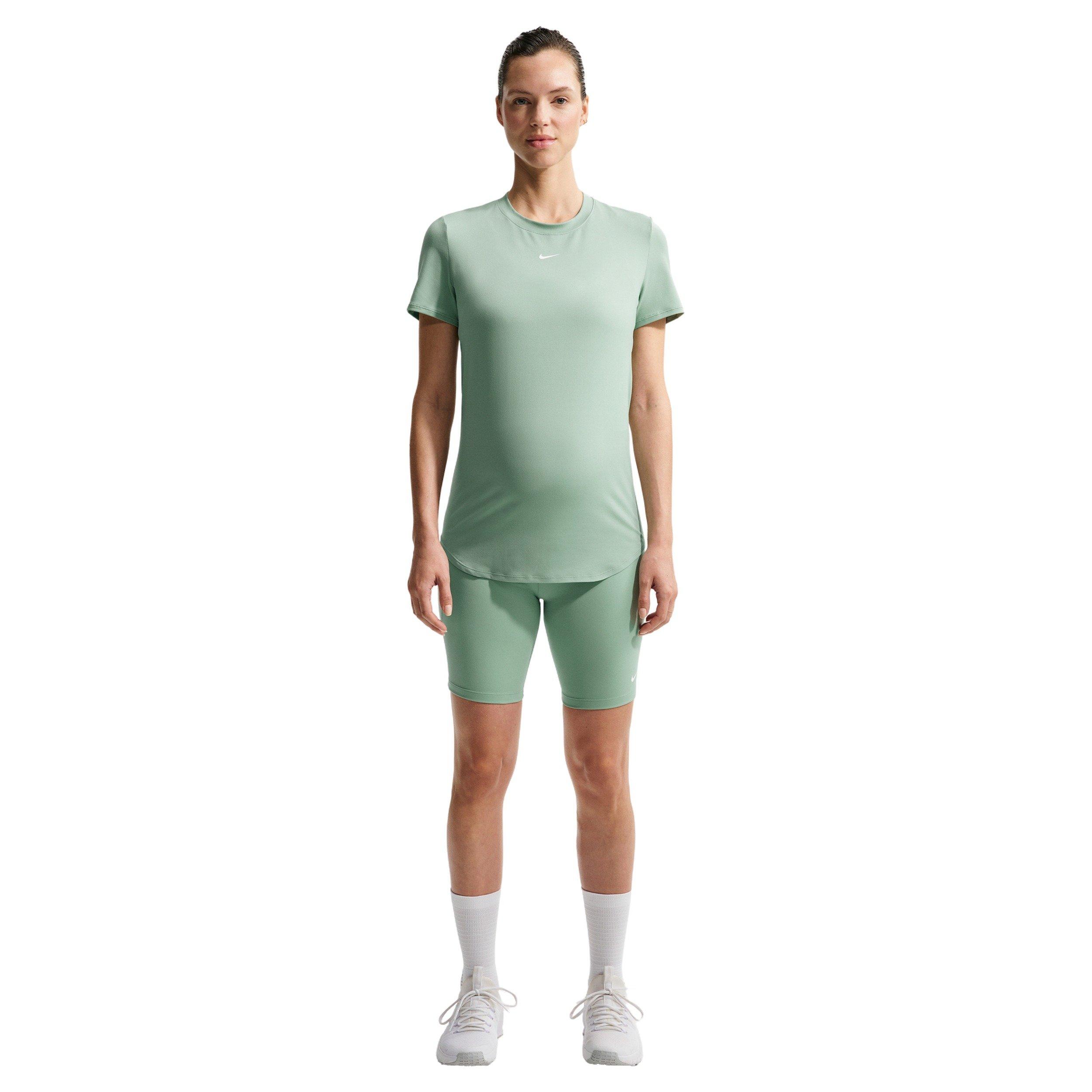 Nike Women's One Dri-FIT Slim-Fit Maternity Short-Sleeve Top - GREEN/WHITE Thumbnail View 4