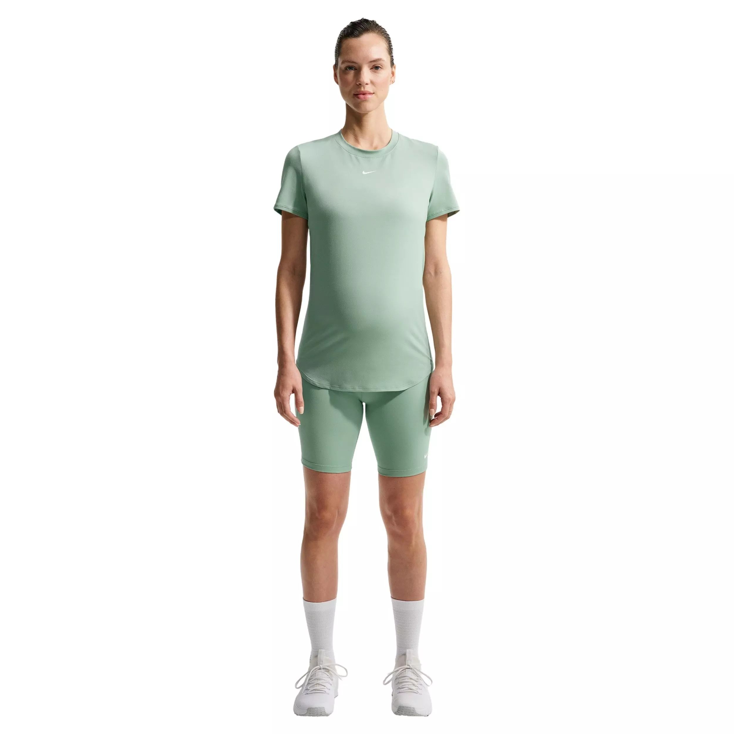 Nike Women's One Dri-FIT Slim-Fit Maternity Short-Sleeve Top - GREEN/WHITE
