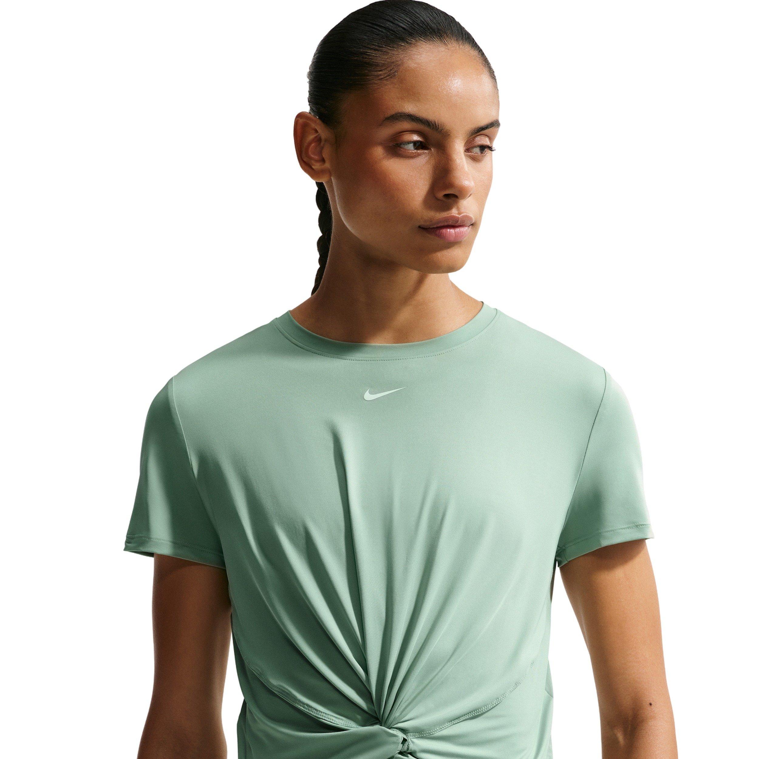 Nike Women's One Classic Twist Dri-FIT Short-Sleeve Top - Steam/White - STEAM GREEN/WHITE Thumbnail View 3