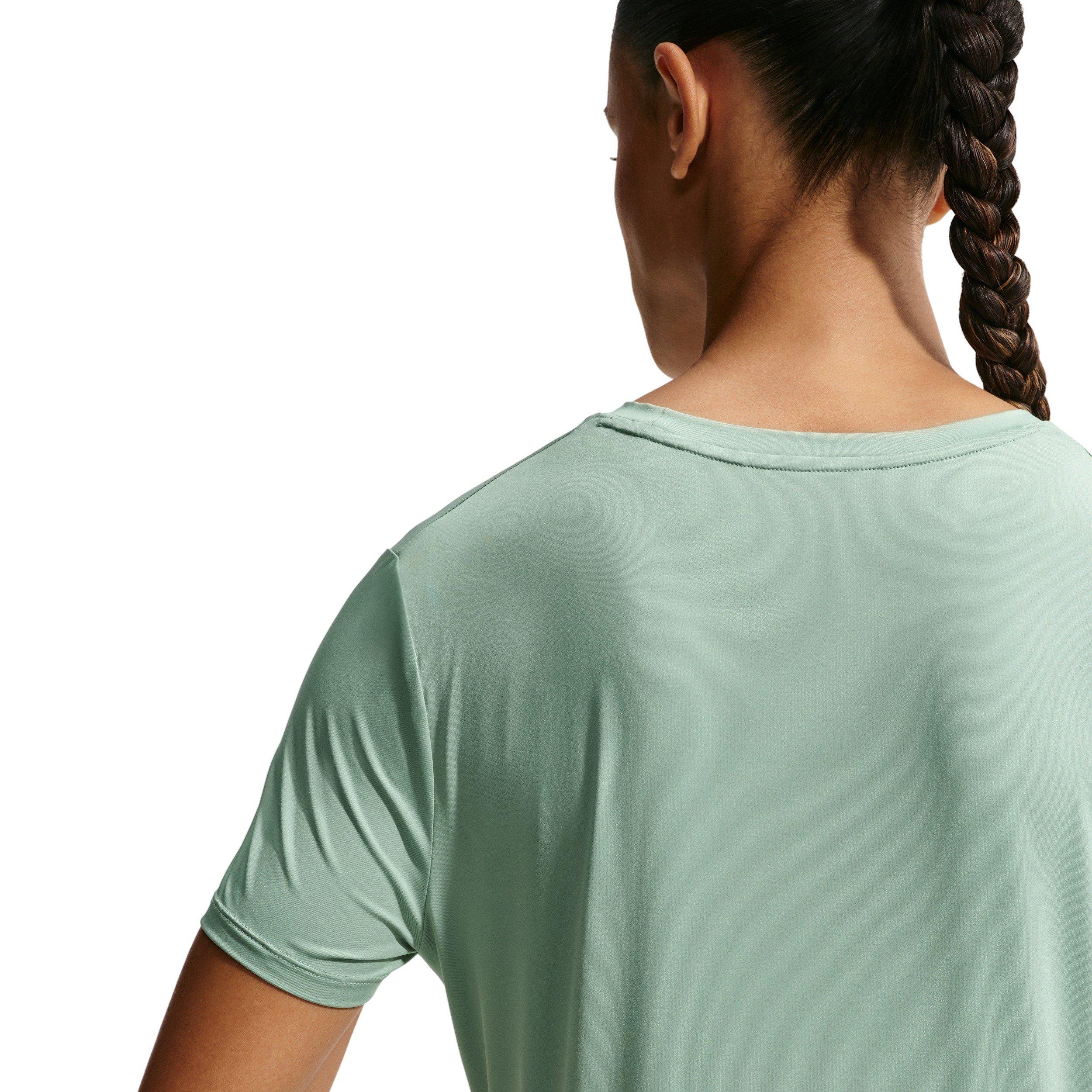 Nike Women's One Classic Twist Dri-FIT Short-Sleeve Top - Steam/White - STEAM GREEN/WHITE Thumbnail View 4