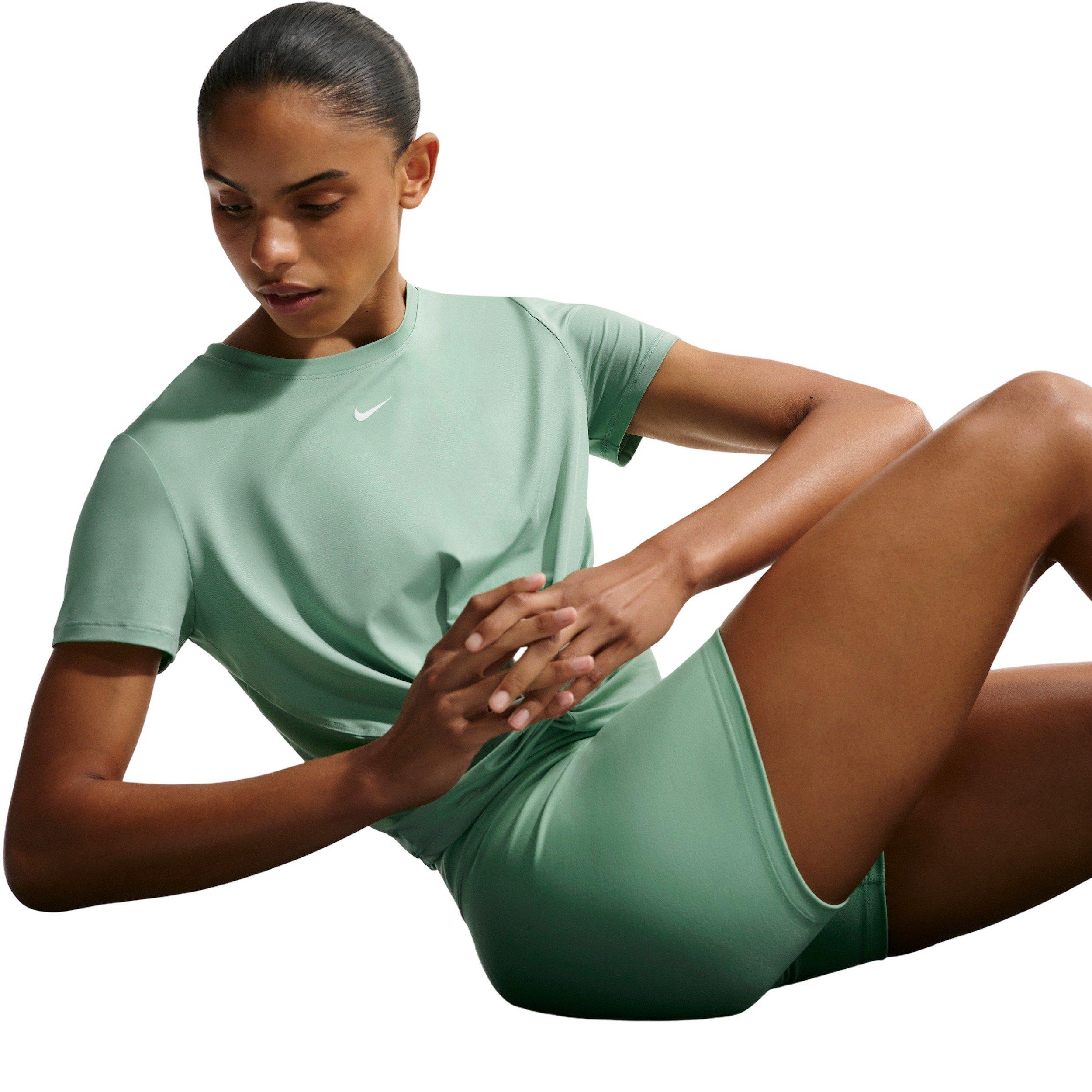 Nike Women's One Classic Twist Dri-FIT Short-Sleeve Top - Steam/White - STEAM GREEN/WHITE Thumbnail View 5