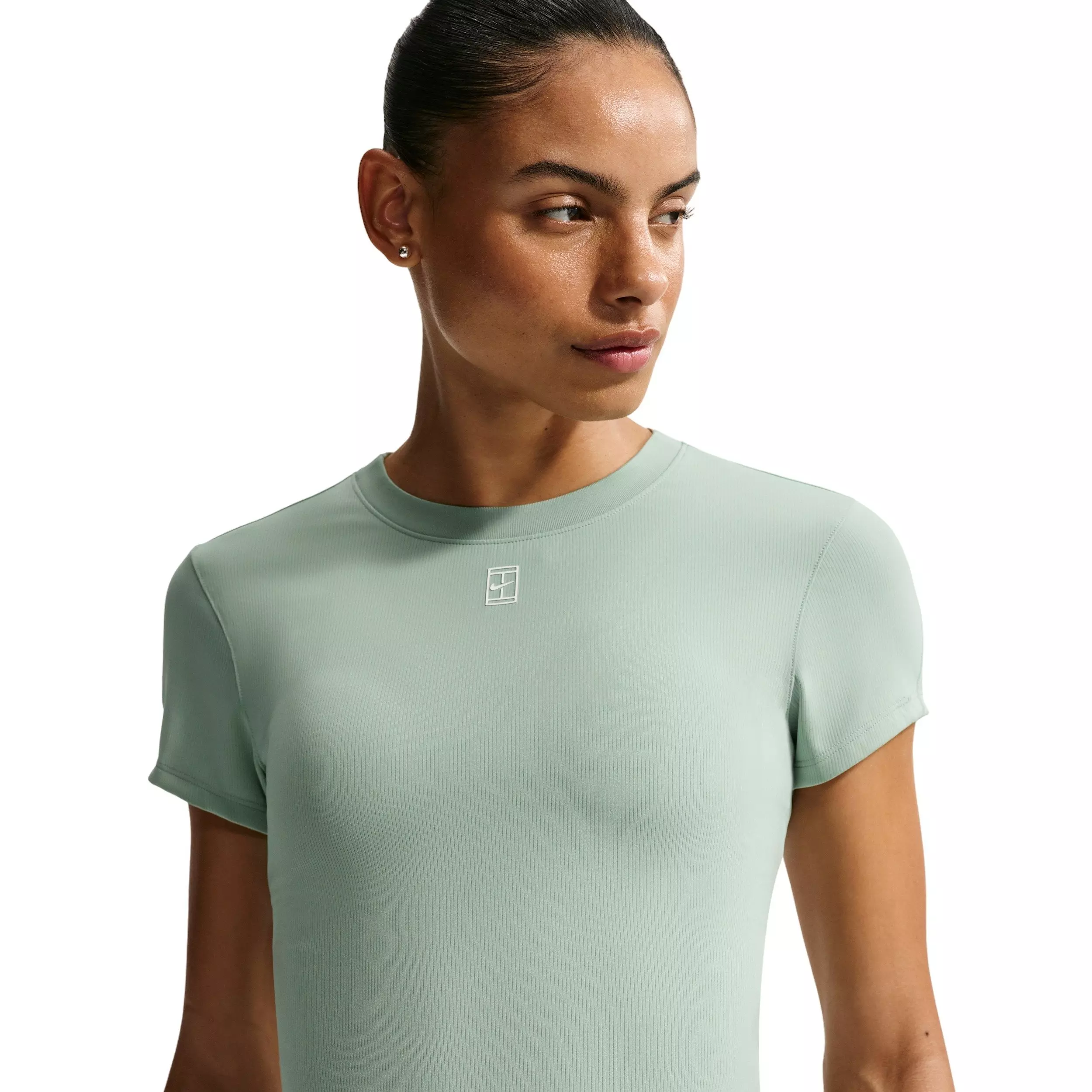 Nike Women's Court Advantage Dri-FIT Short-Sleeve Tennis Top - STEAM GREEN/WHITE