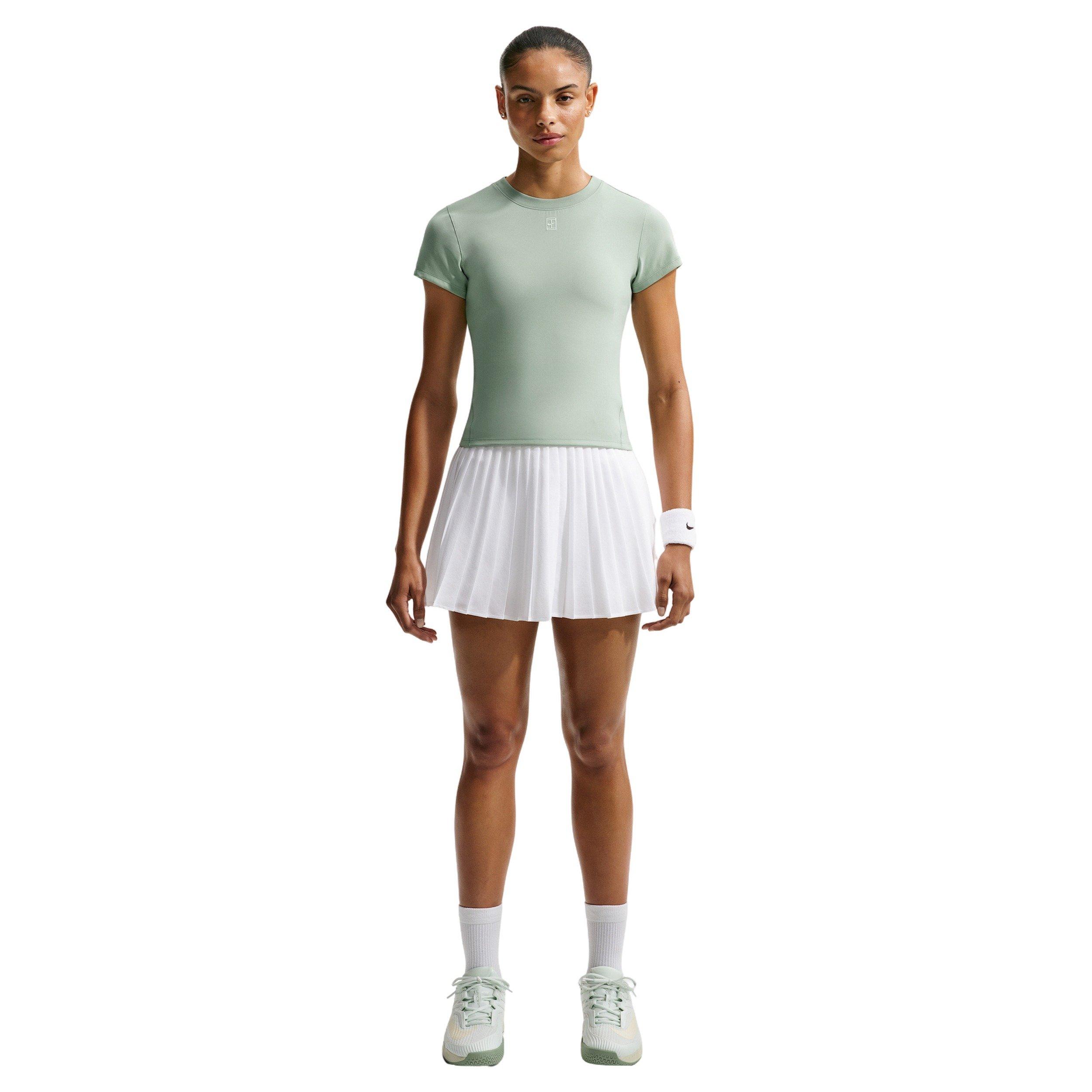 Nike Women's Court Advantage Dri-FIT Short-Sleeve Tennis Top - STEAM GREEN/WHITE Thumbnail View 4