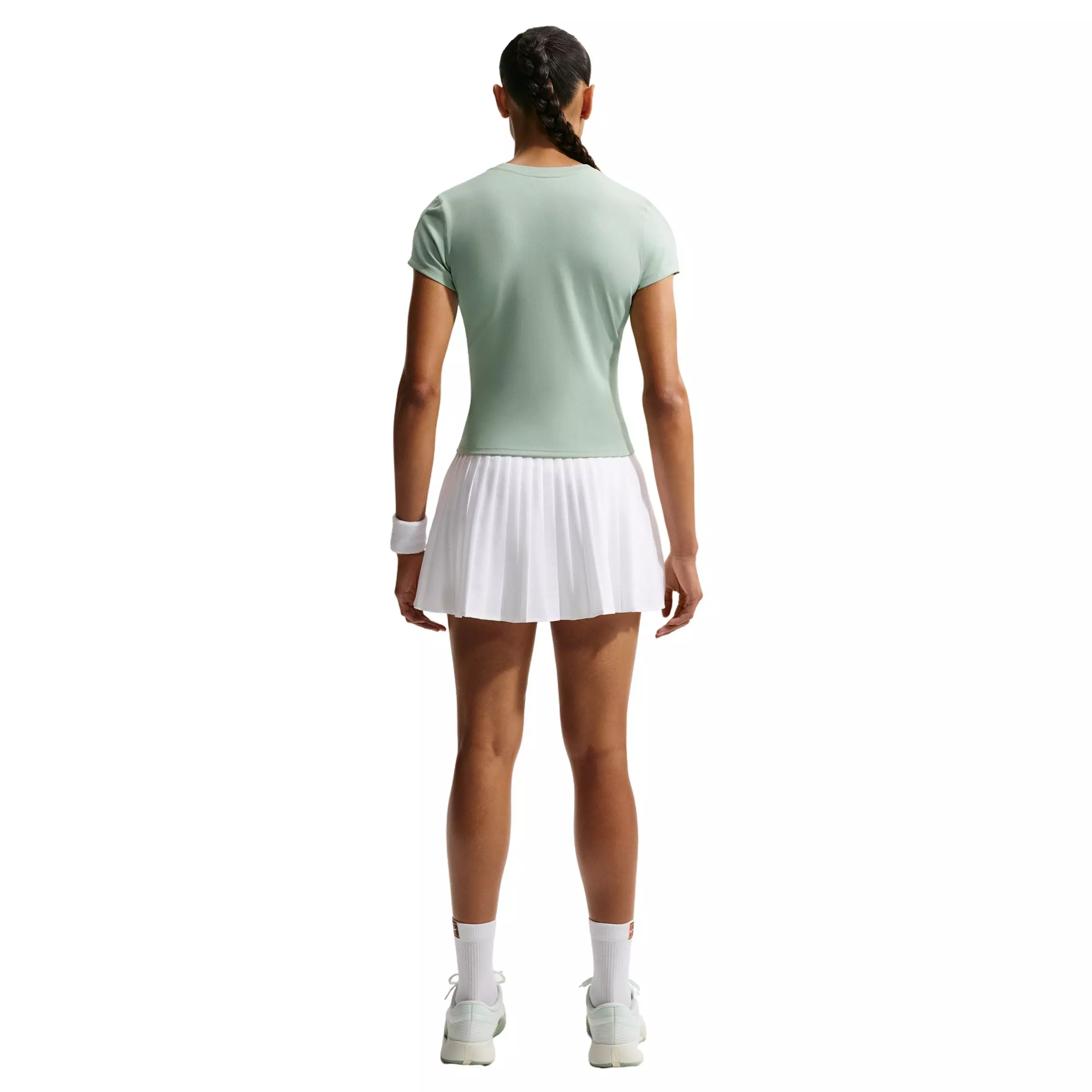Nike Women's Court Advantage Dri-FIT Short-Sleeve Tennis Top - STEAM GREEN/WHITE