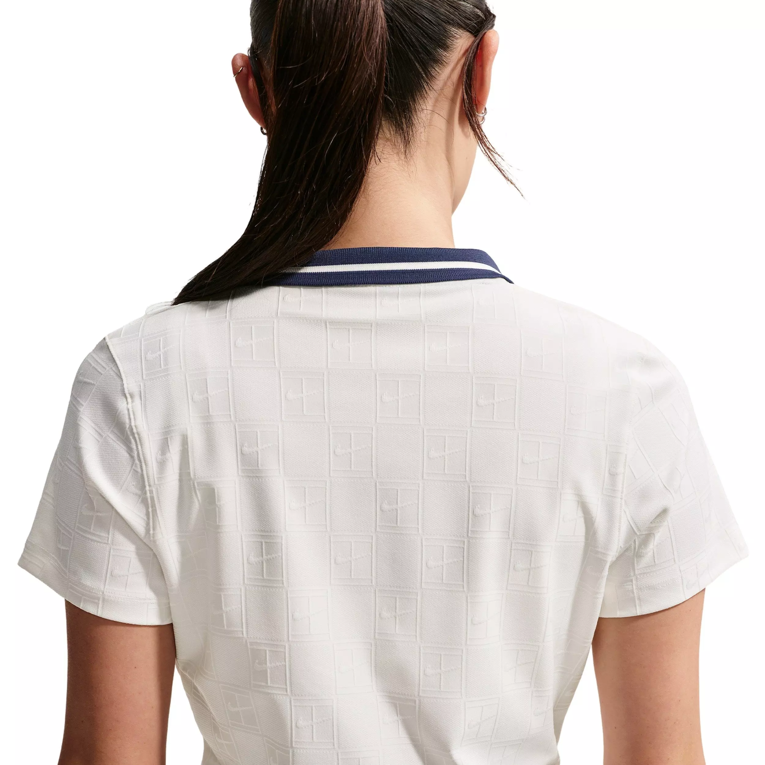 Nike Women's Court Collection Dri-FIT Cropped Tennis Polo - WHITE/NAVY