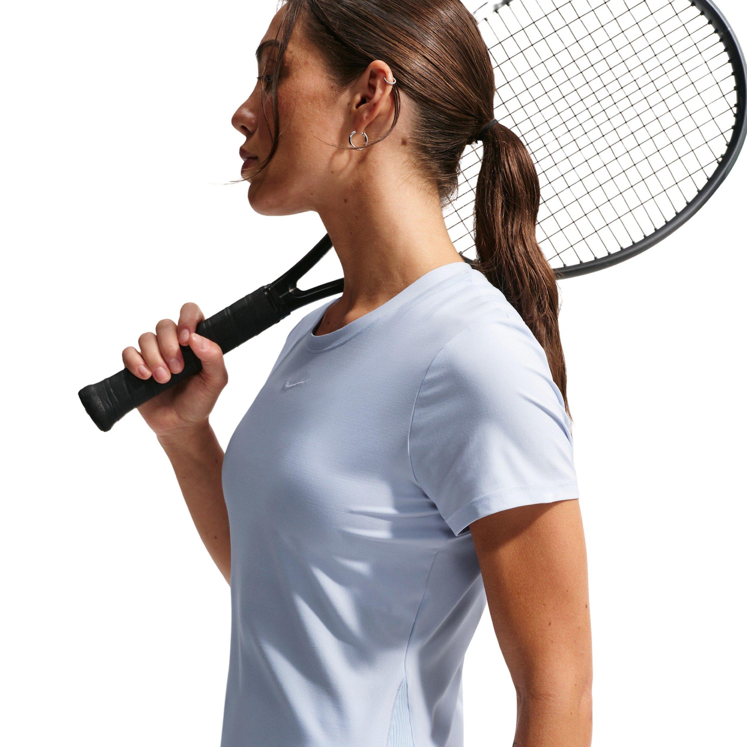Nike Women's Victory Dri-FIT Short-Sleeve Tennis Top - Blue/White - BLUE/WHITE Thumbnail View 4