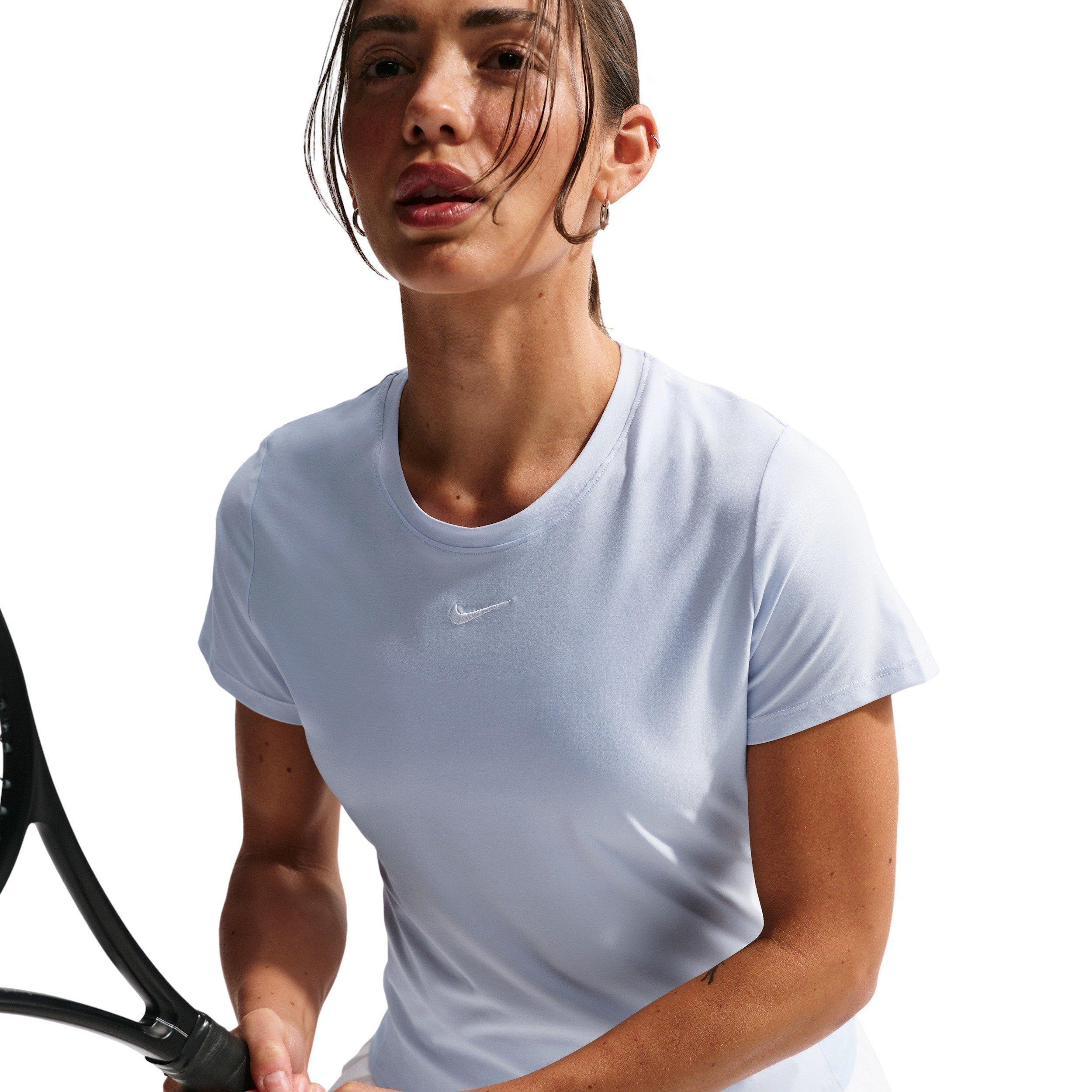 Nike Women's Victory Dri-FIT Short-Sleeve Tennis Top - Blue/White - BLUE/WHITE Thumbnail View 5