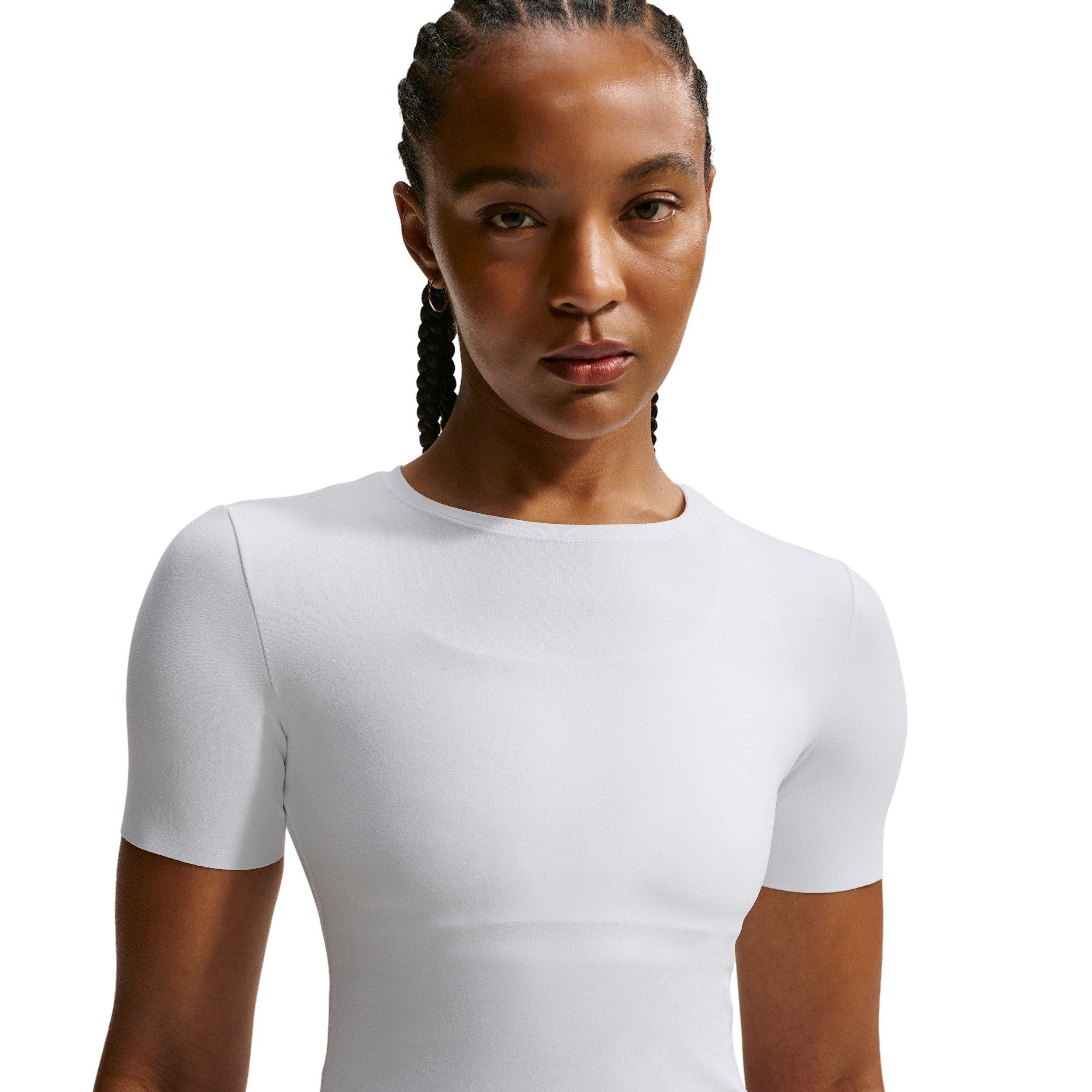 Nike Women's Zenvy Dri-FIT Short-Sleeve Top - WHITE/BLACK Thumbnail View 3
