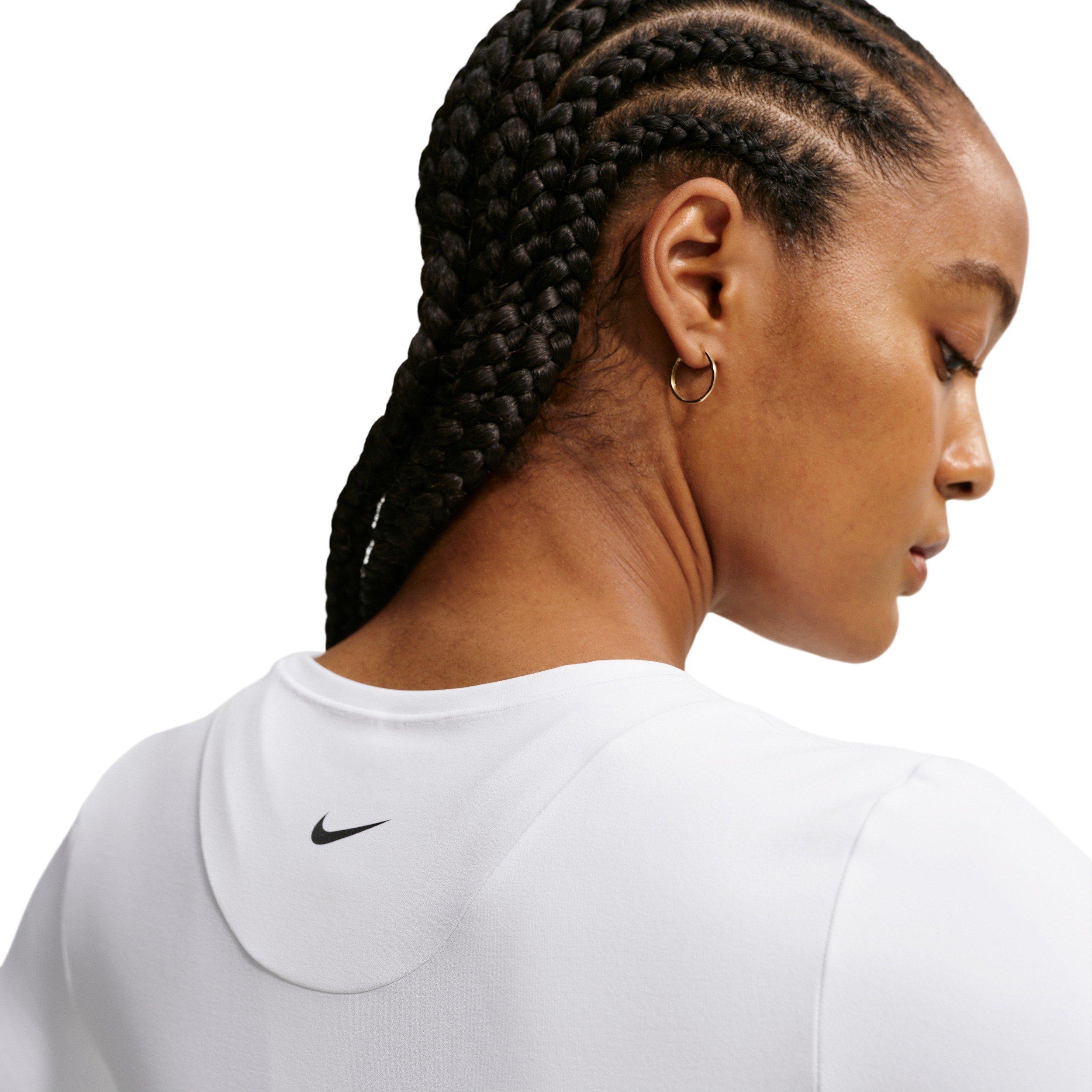Nike Women's Zenvy Dri-FIT Short-Sleeve Top - WHITE/BLACK Thumbnail View 4