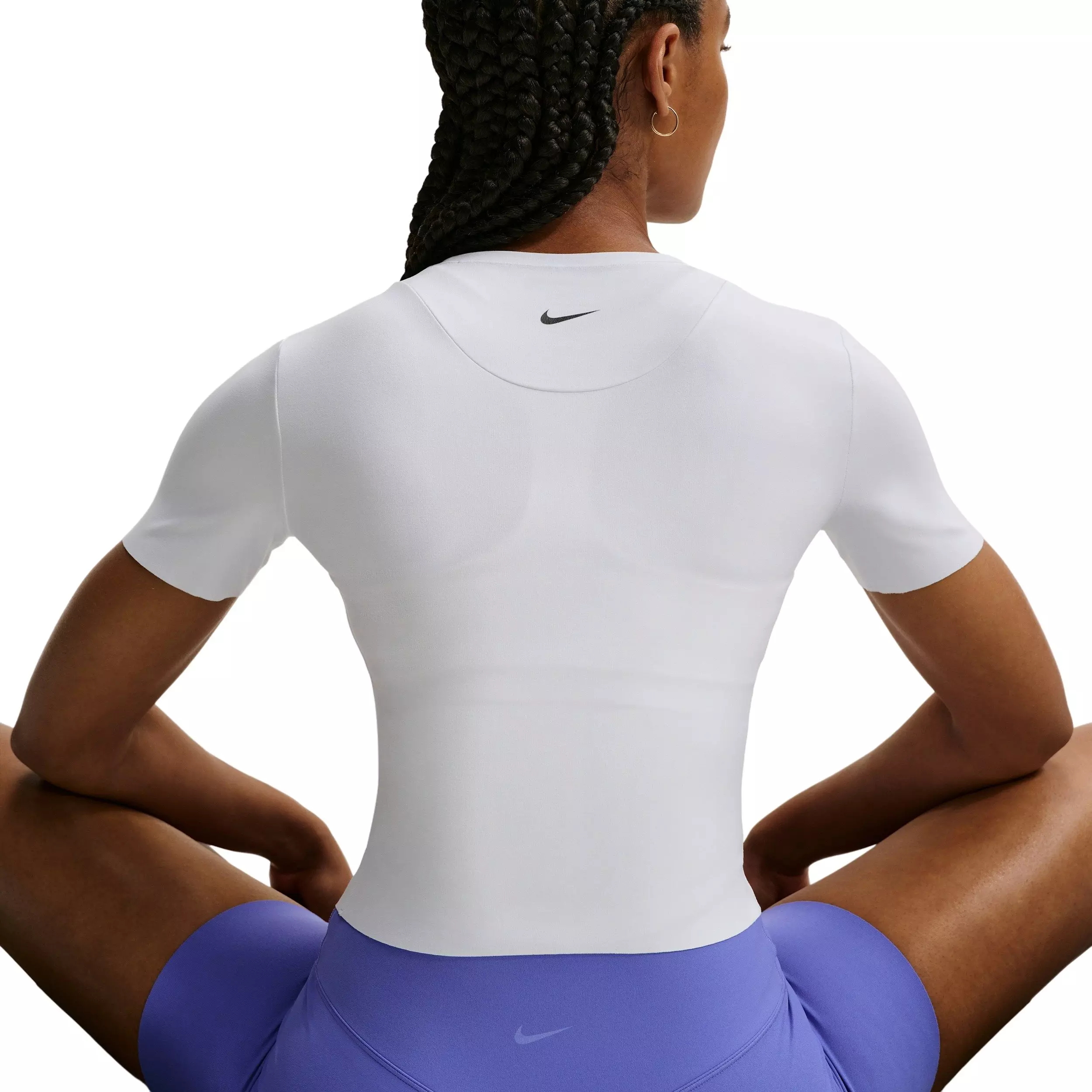 Nike Women's Zenvy Dri-FIT Short-Sleeve Top - WHITE/BLACK