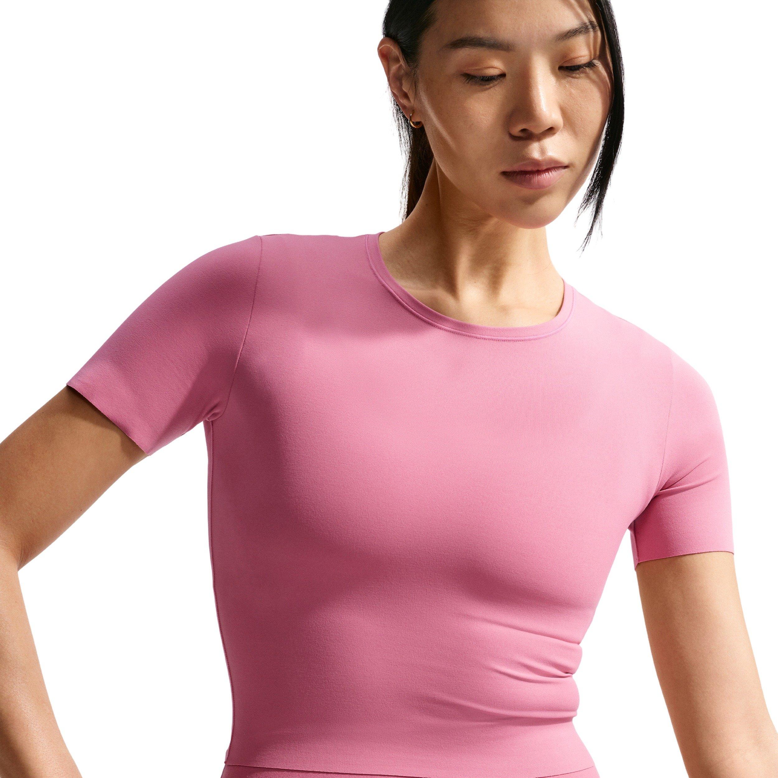 Nike Women's Zenvy Dri-FIT Short-Sleeve Top - PINK/WHITE Thumbnail View 1