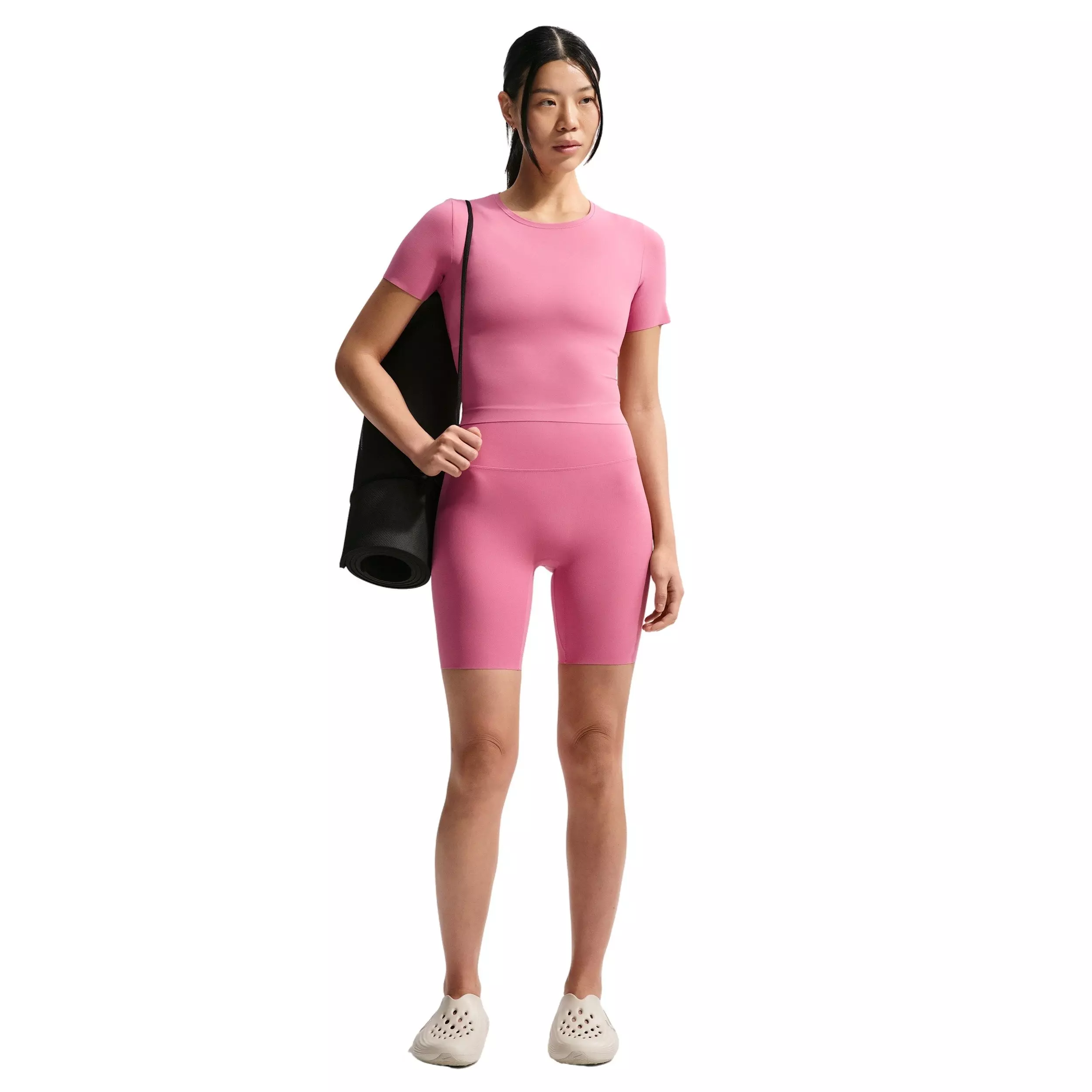 Nike Women's Zenvy Dri-FIT Short-Sleeve Top - PINK/WHITE