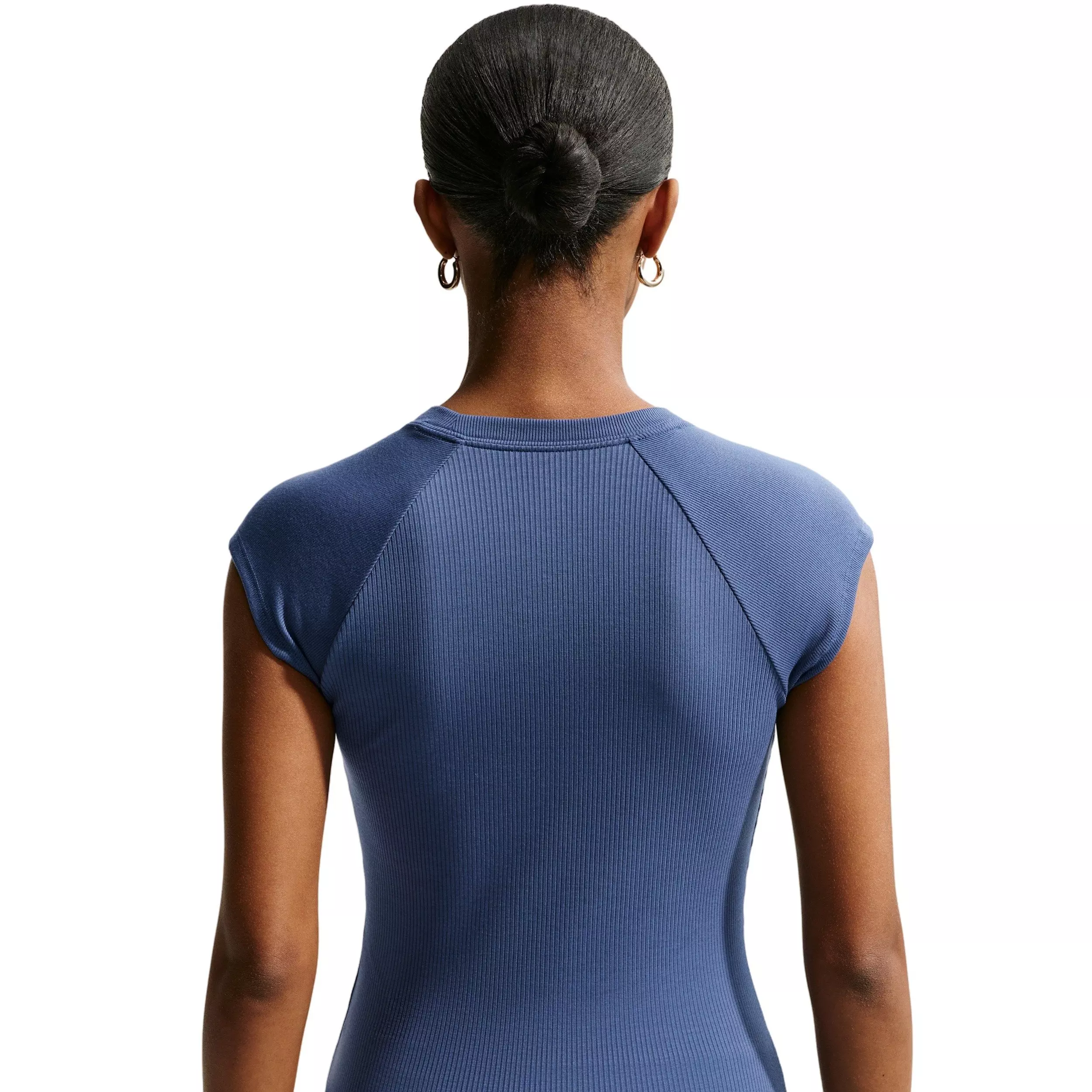 Nike Women's Sportswear Chill Knit Tight Short-Sleeve Ribbed Top - NAVY