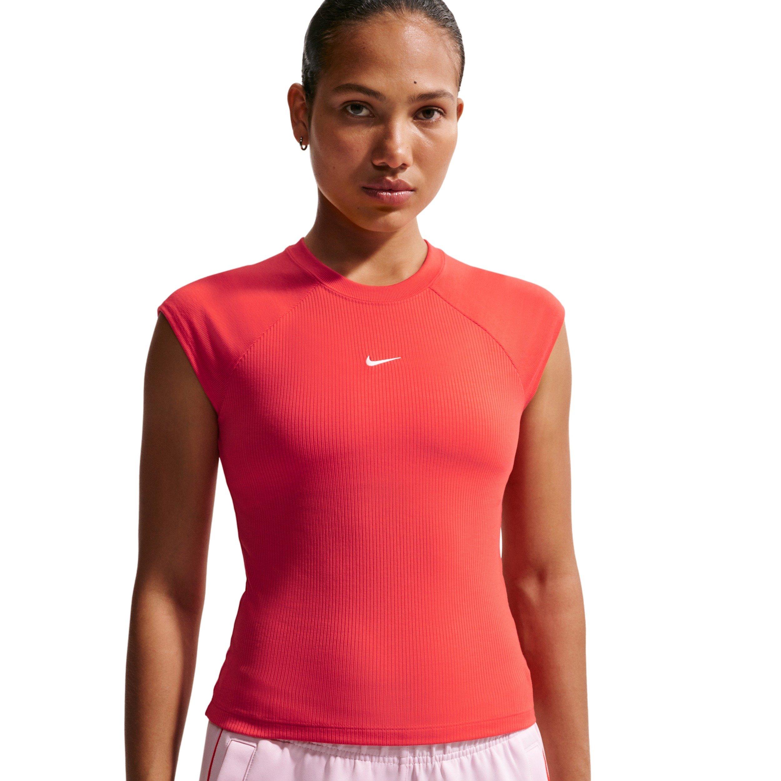 Nike Women's Sportswear Chill Knit Tight Short-Sleeve Ribbed Top - CRIMSON Thumbnail View 1