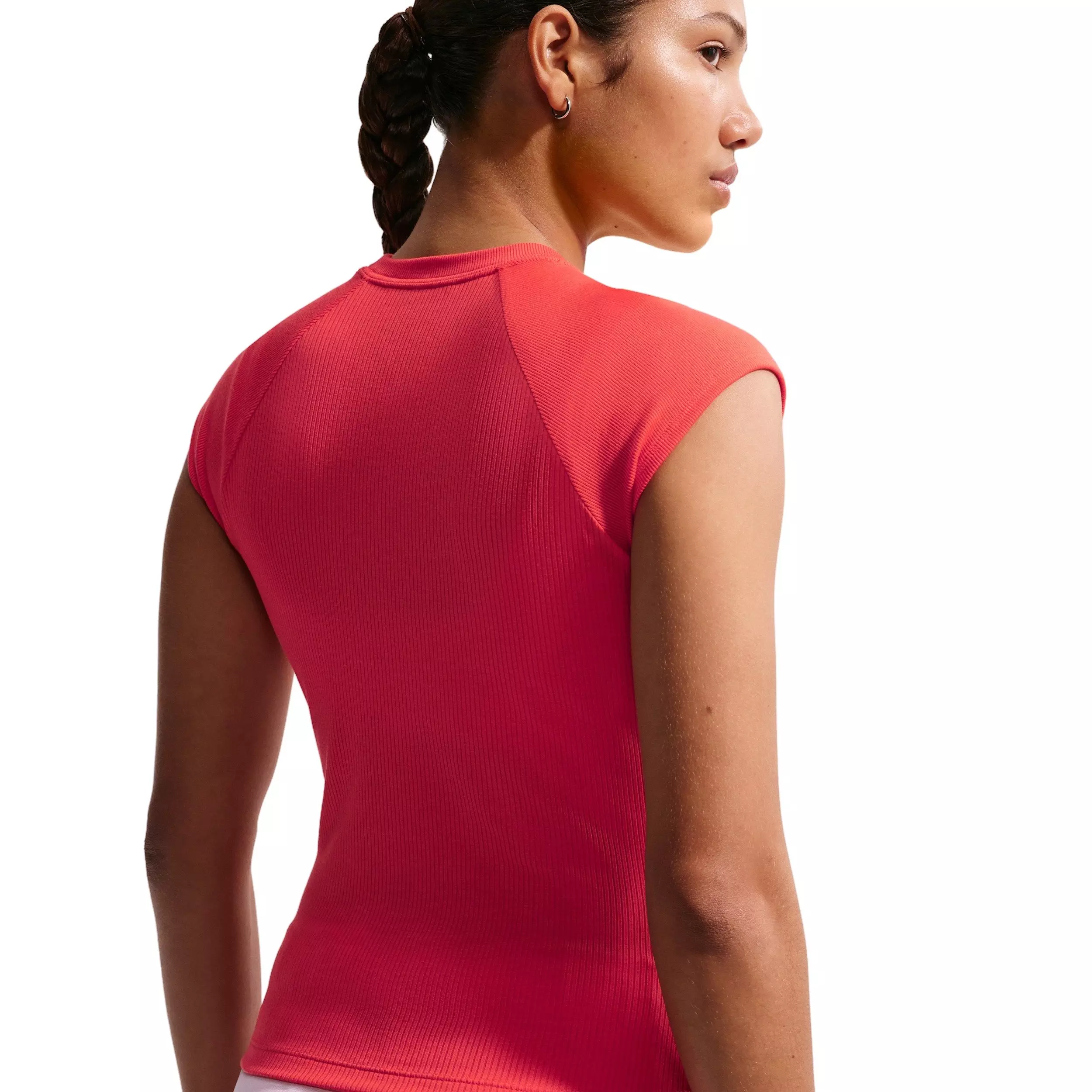 Nike Women's Sportswear Chill Knit Tight Short-Sleeve Ribbed Top - CRIMSON
