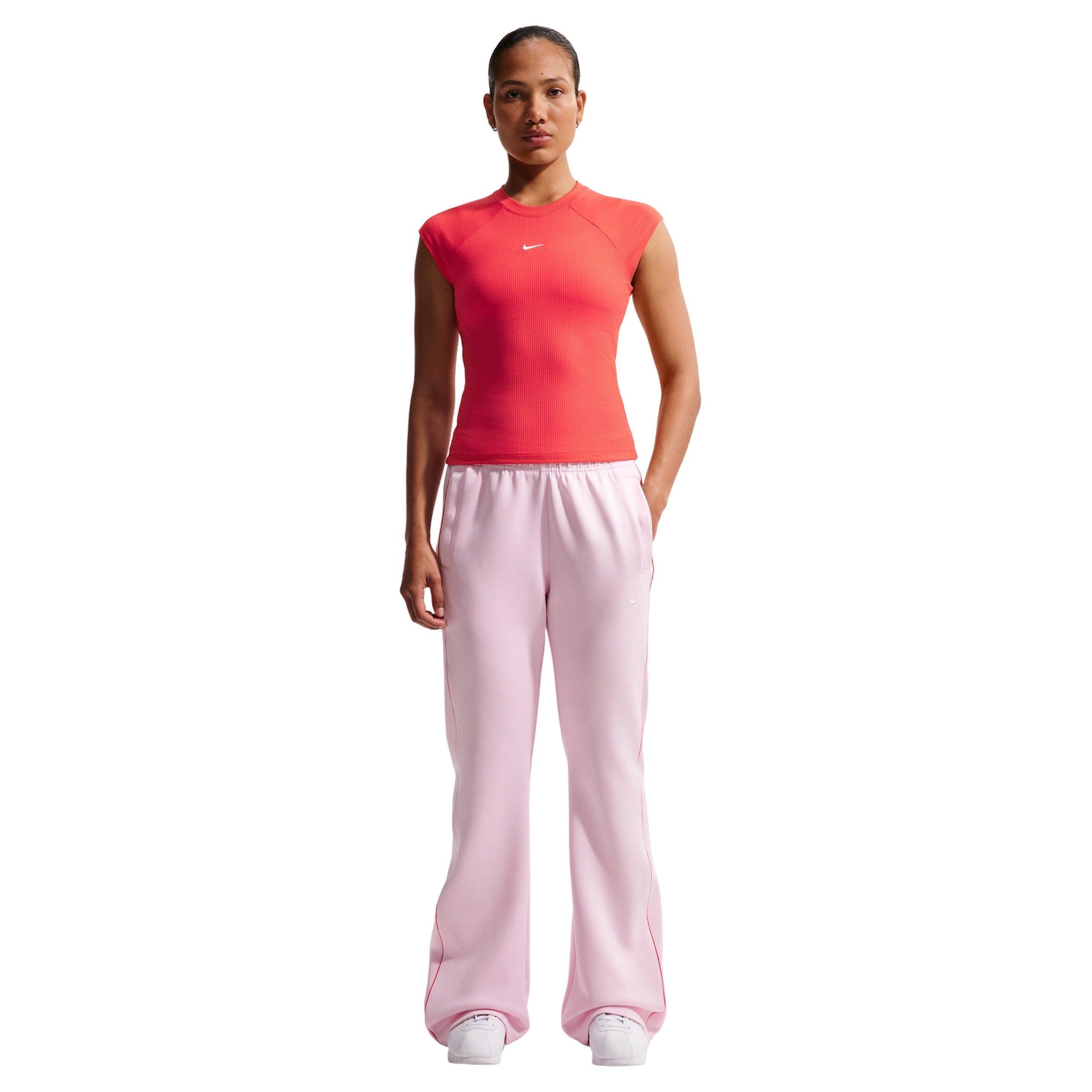 Nike Women's Sportswear Chill Knit Tight Short-Sleeve Ribbed Top - CRIMSON Thumbnail View 4