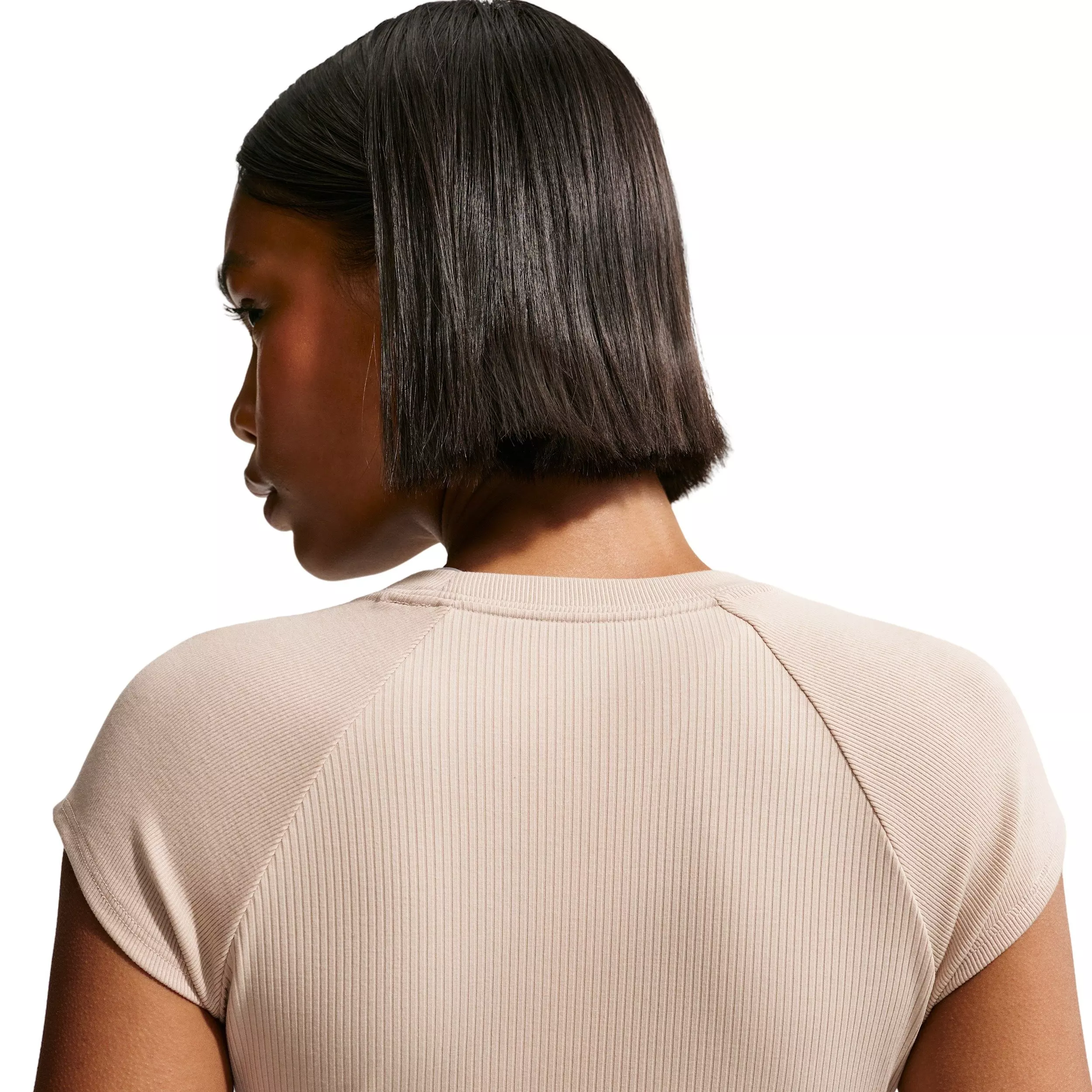 Nike Women's Sportswear Chill Knit Tight Short-Sleeve Ribbed Top - TAN