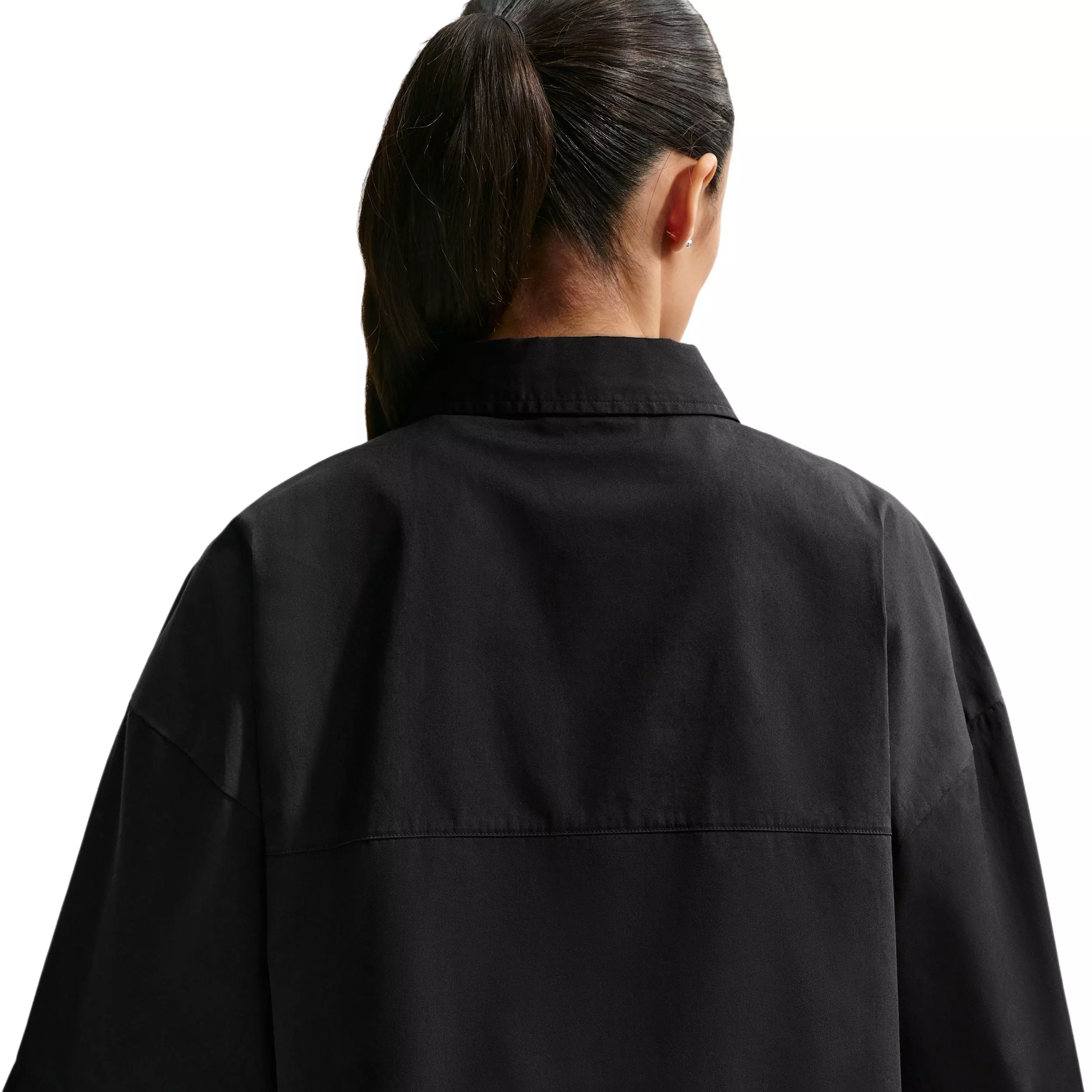 Nike Women's Sportswear Chill Poplin Oversized Top - Black/White - BLACK/WHITE