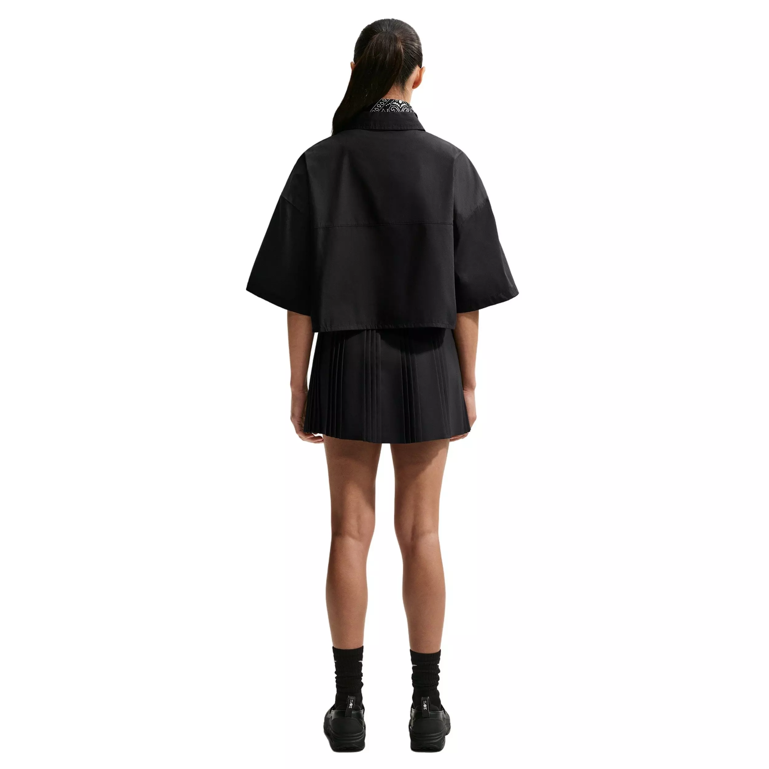 Nike Women's Sportswear Chill Poplin Oversized Top - Black/White - BLACK/WHITE