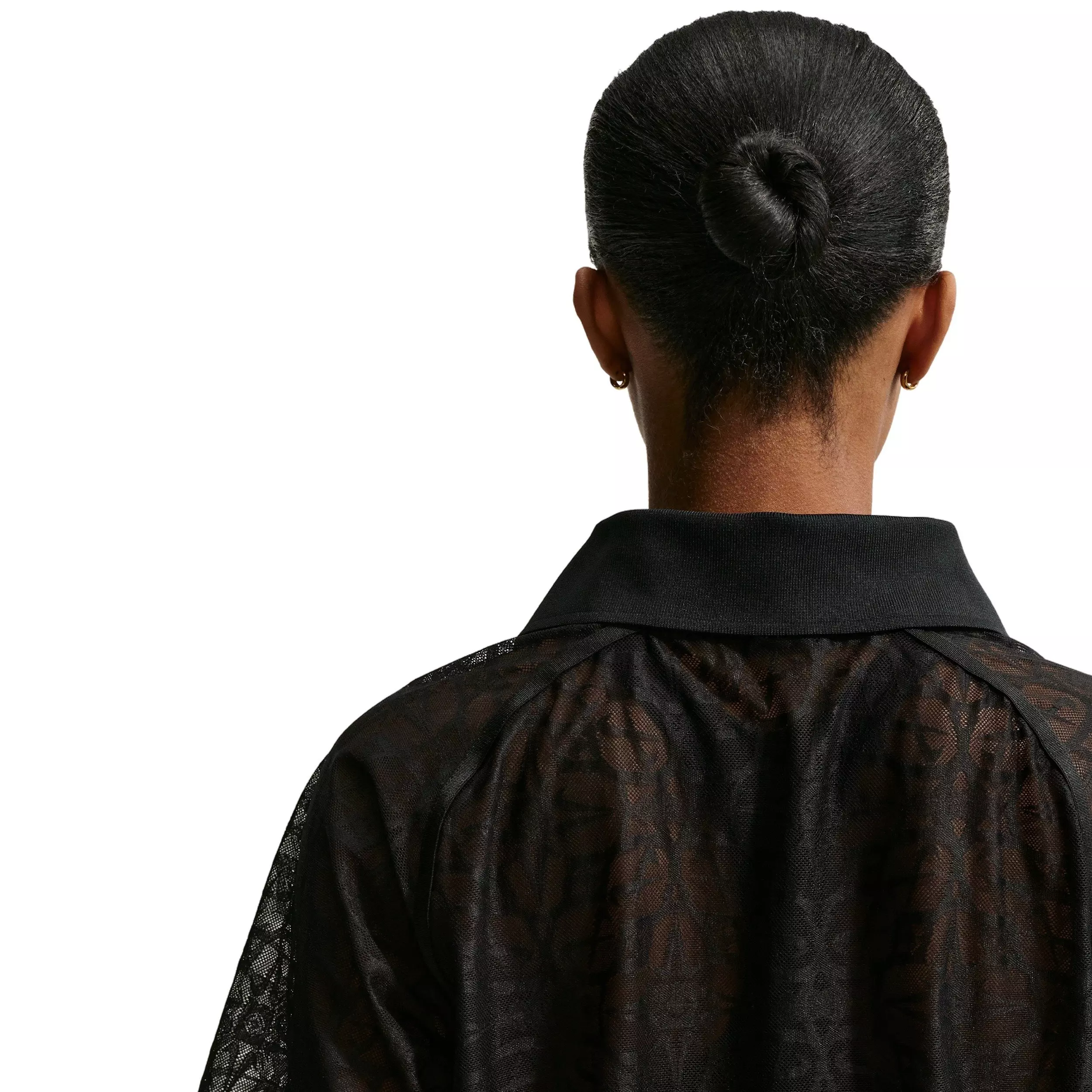 Nike Women's Sportswear Loose Lace Polo Jersey Top - BLACK/WHITE