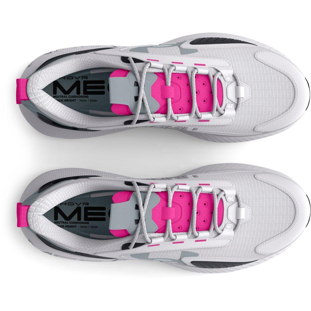 Under Armour HOVR Mega 2 MVMNT Sportstyle "White/Rebel Pink/Harbor Blue" Unisex Running Shoe - WHITE/PINK/BLUE Thumbnail View 3
