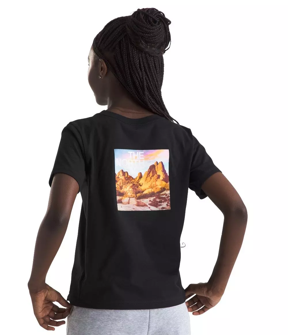 The North Face Big Girls' Short Sleeve Graphic Tee -Black/Multi - BLACK/MULTI