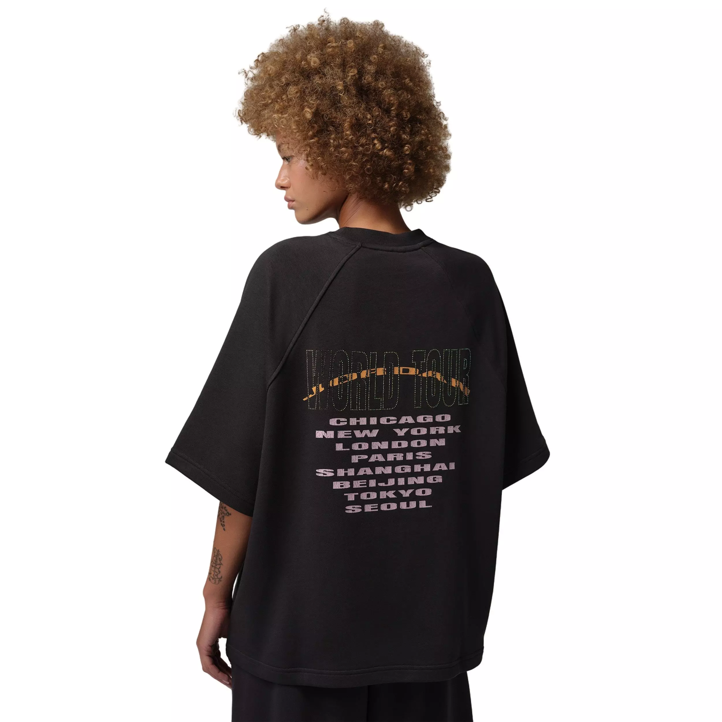 Jordan Women's Brooklyn Fleece French Terry Short Sleeve Tee - BLACK