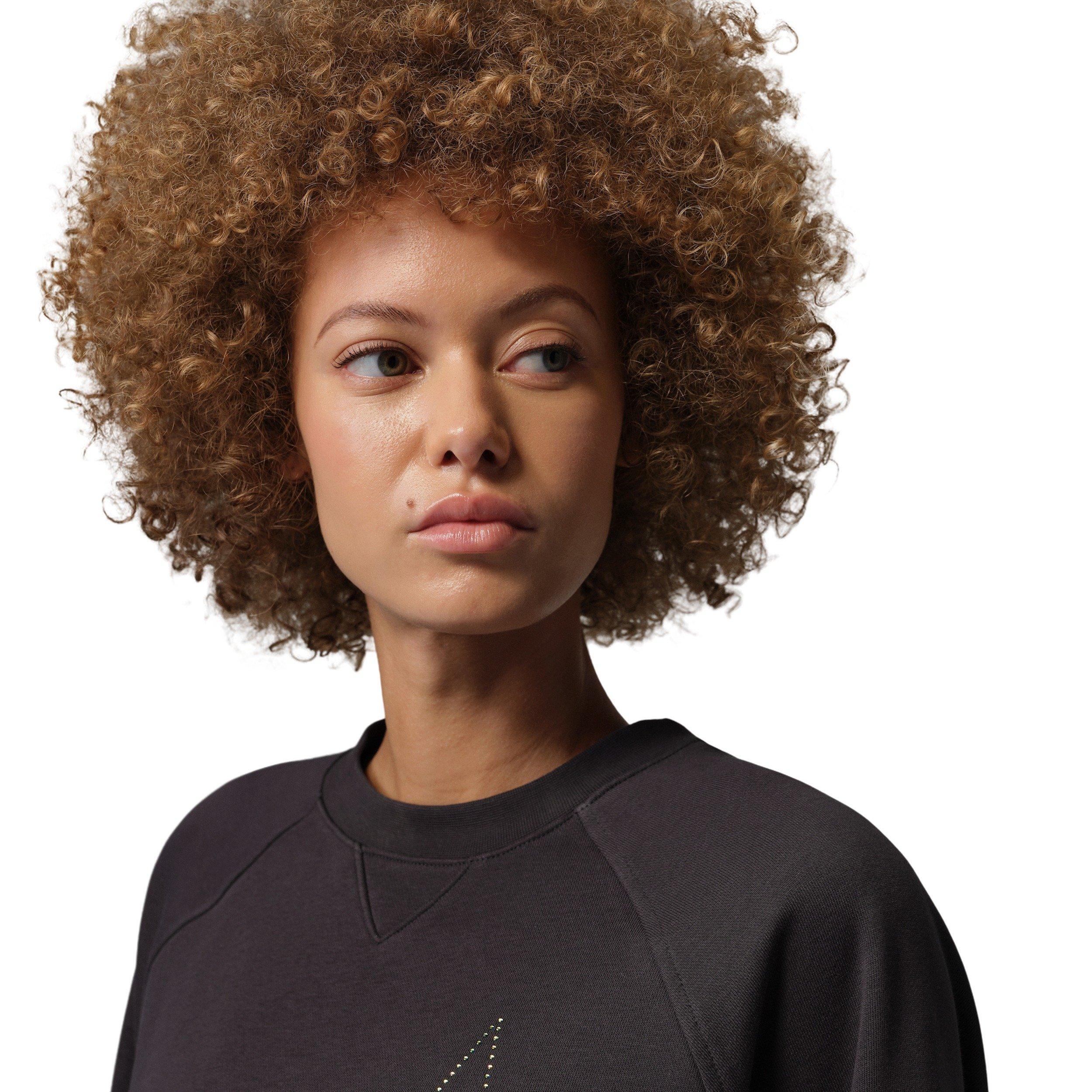 Jordan Women's Brooklyn Fleece French Terry Short Sleeve Tee - BLACK Thumbnail View 3