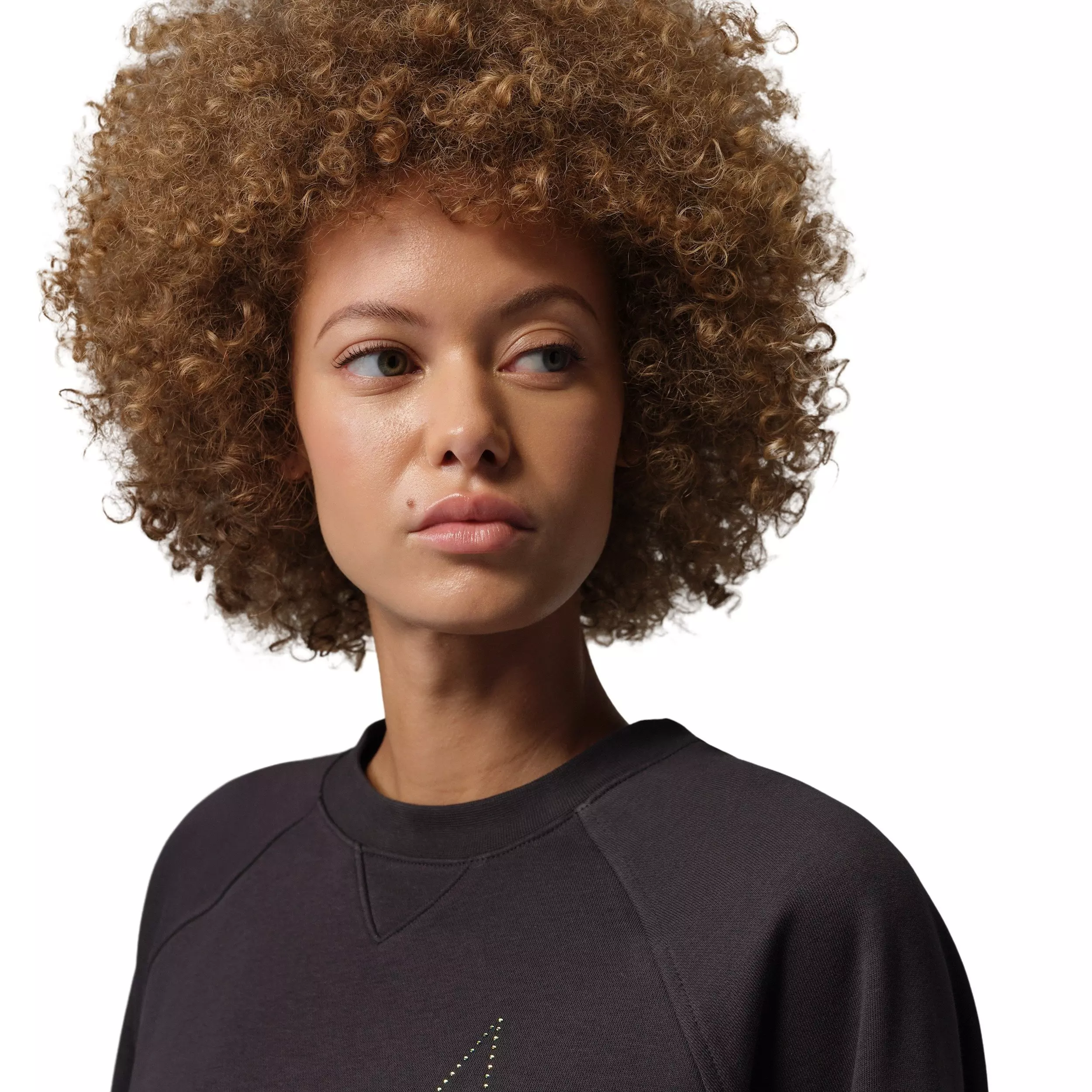 Jordan Women's Brooklyn Fleece French Terry Short Sleeve Tee - BLACK