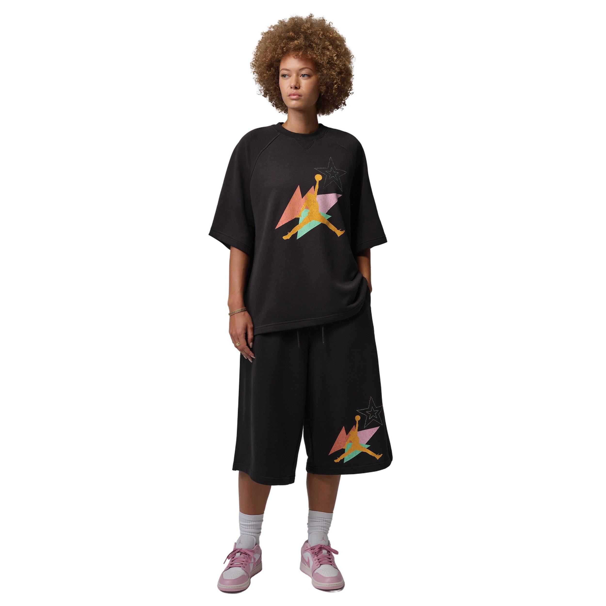 Jordan Women's Brooklyn Fleece French Terry Short Sleeve Tee - BLACK Thumbnail View 6