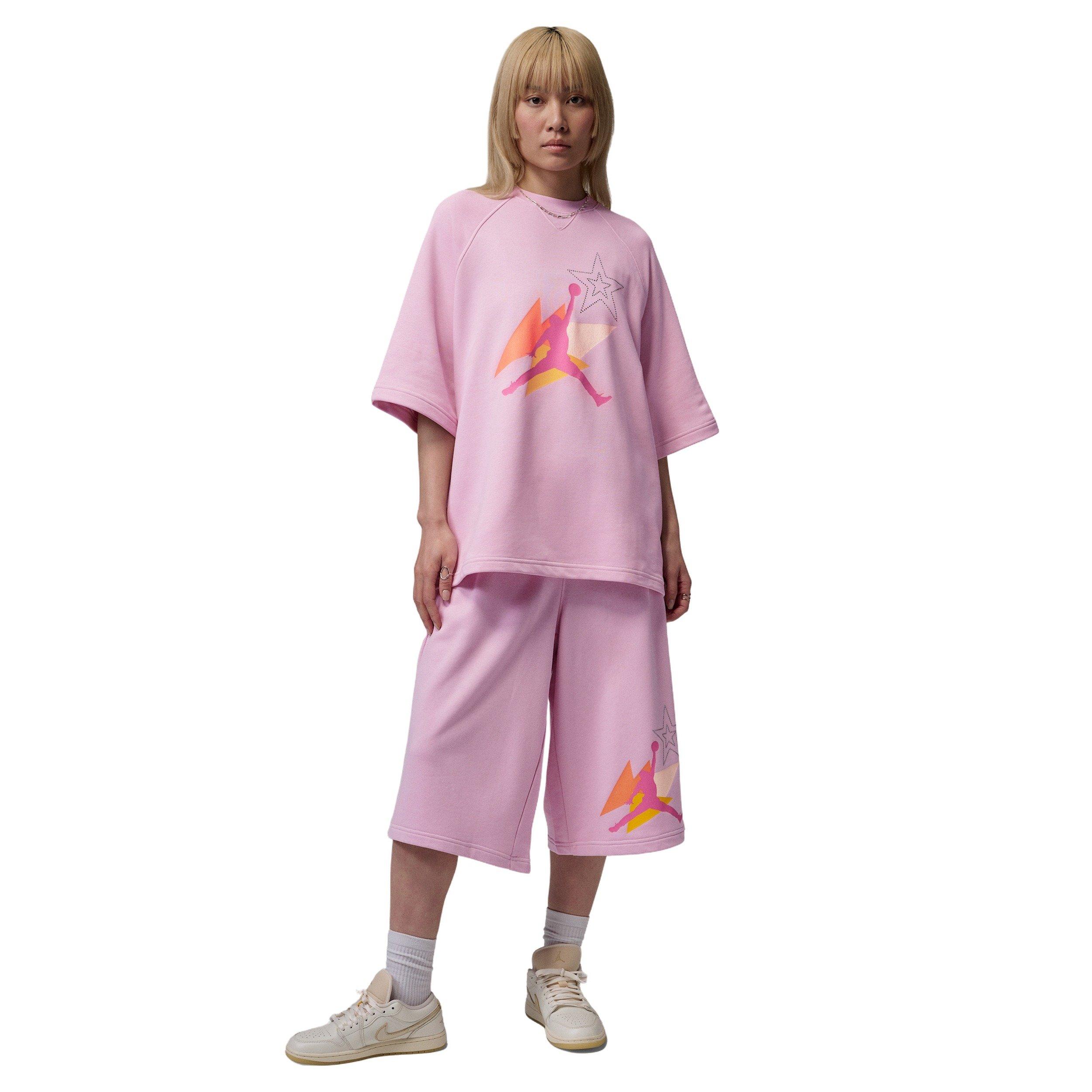 Jordan Women's Brooklyn Fleece French Terry Short Sleeve Tee - LIGHT PINK Thumbnail View 6