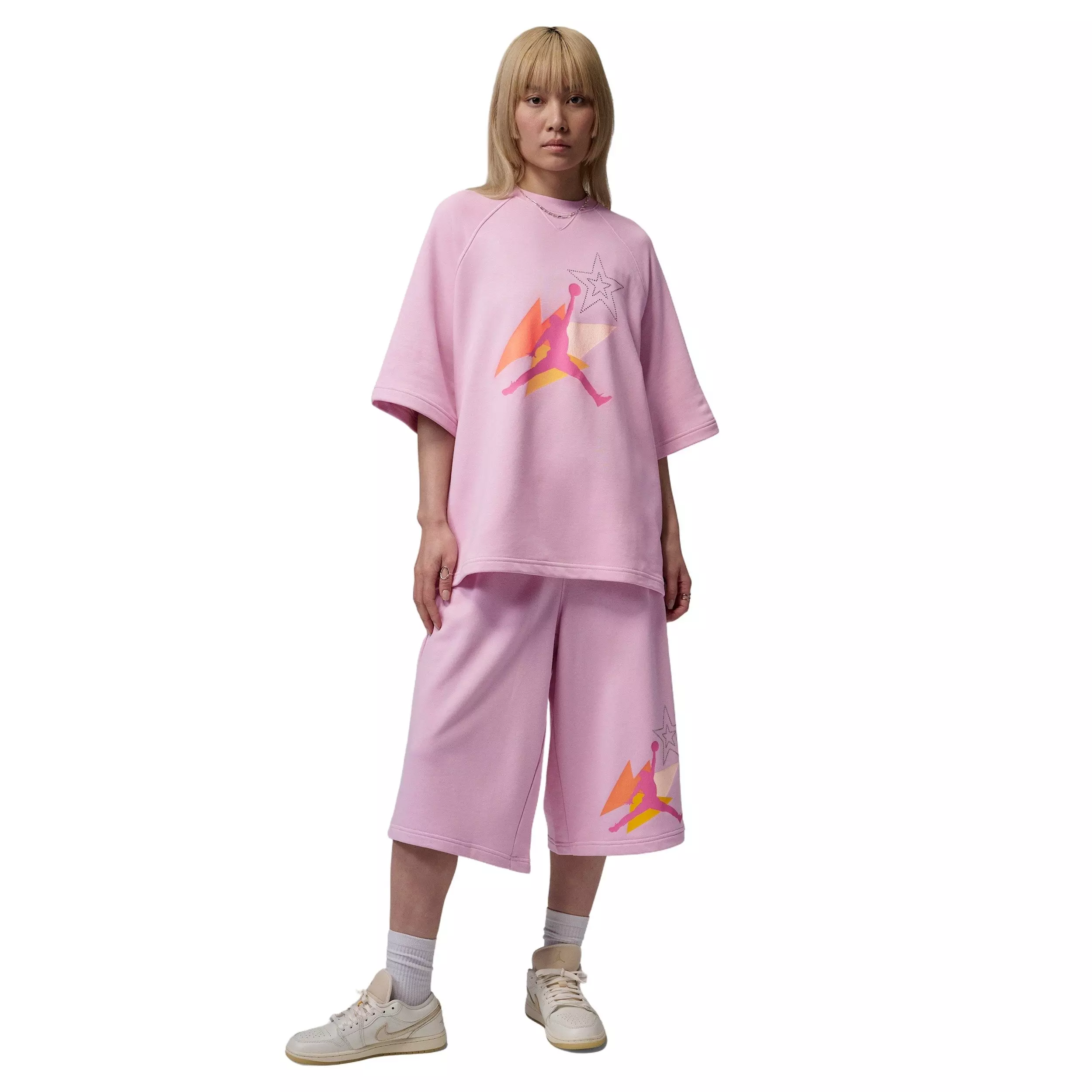 Jordan Women's Brooklyn Fleece French Terry Short Sleeve Tee - LIGHT PINK