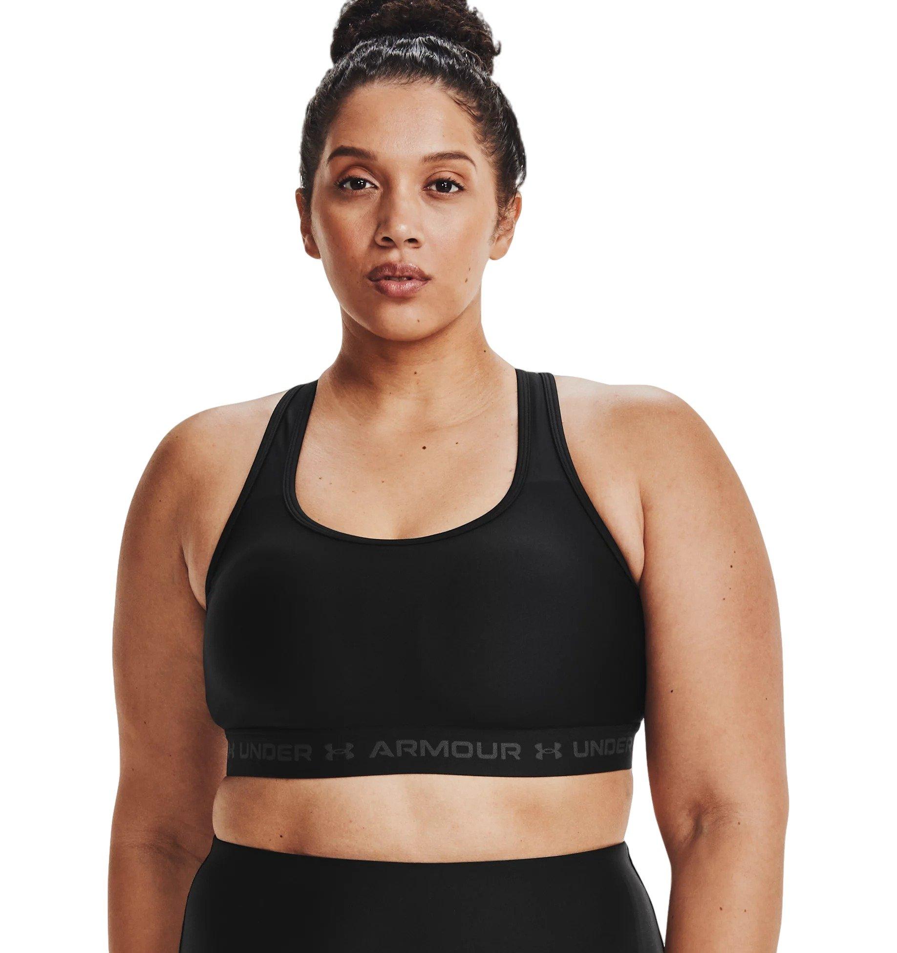 Under Armour Women's Medium Crossback Sports Bra - BLACK/GREY Thumbnail View 1