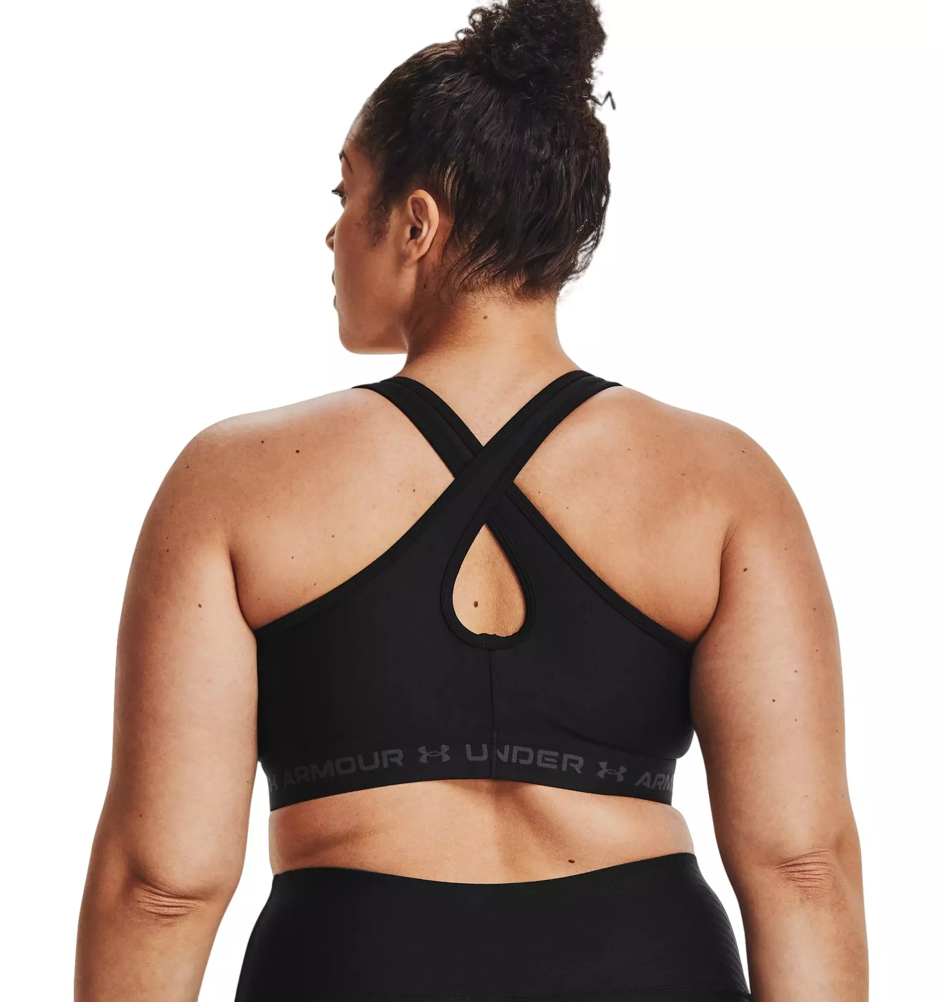 Under Armour Women's Medium Crossback Sports Bra - BLACK/GREY