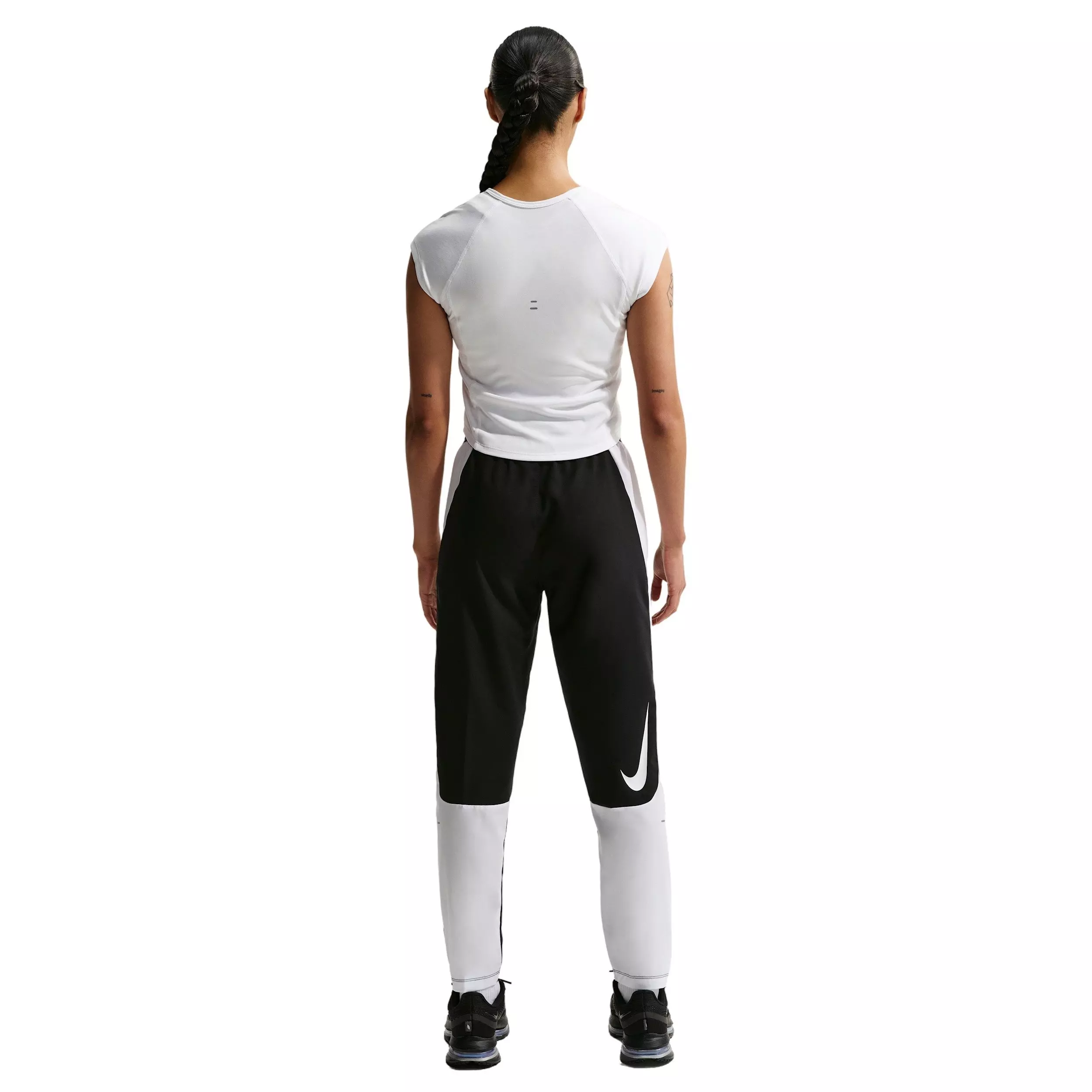 Nike Women's Tempo Swoosh Dri-FIT Cap-Sleeve Running Top - White/Black - WHITE/BLACK