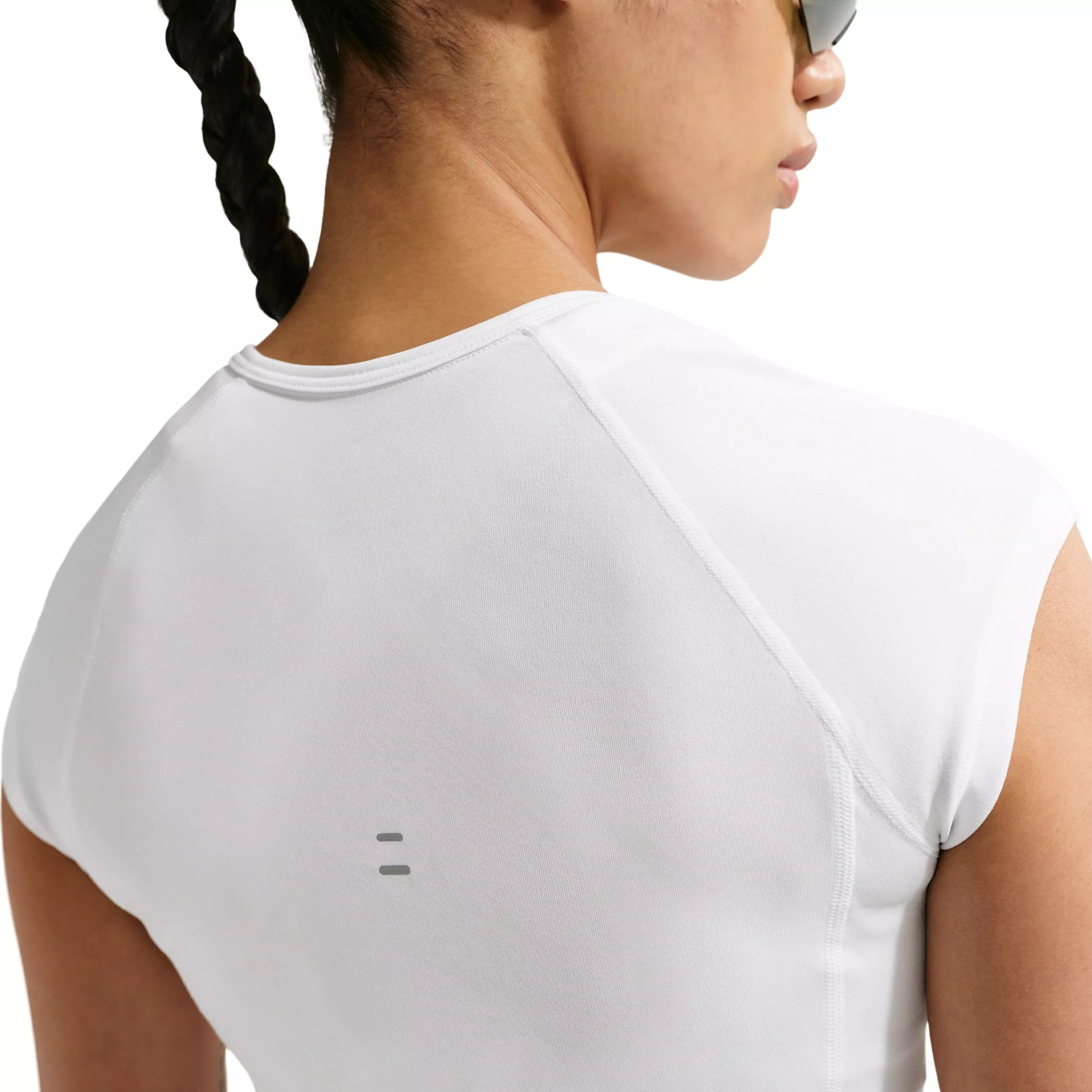 Nike Women's Tempo Swoosh Dri-FIT Cap-Sleeve Running Top - White/Black - WHITE/BLACK